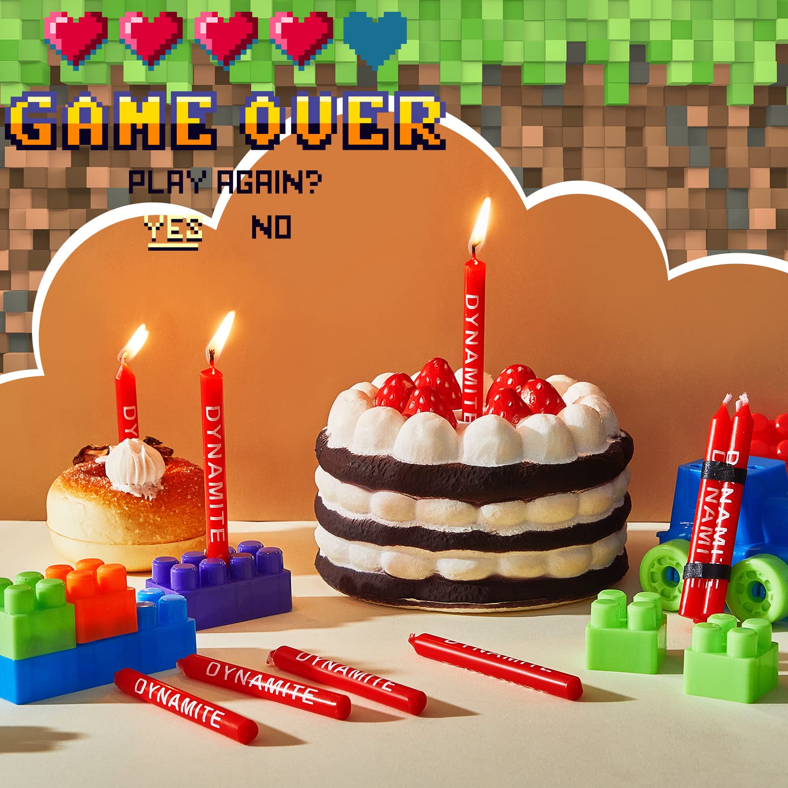 Amazon Com 24 Pieces Dynamite Birthday Candle Party Cake Candle Tnt Themed Candles For Cake Dynamite Candles Cool Birthday Candles Tnt Cake Toppers With Black Paper Tape For Birthday Video Game Party Decoration