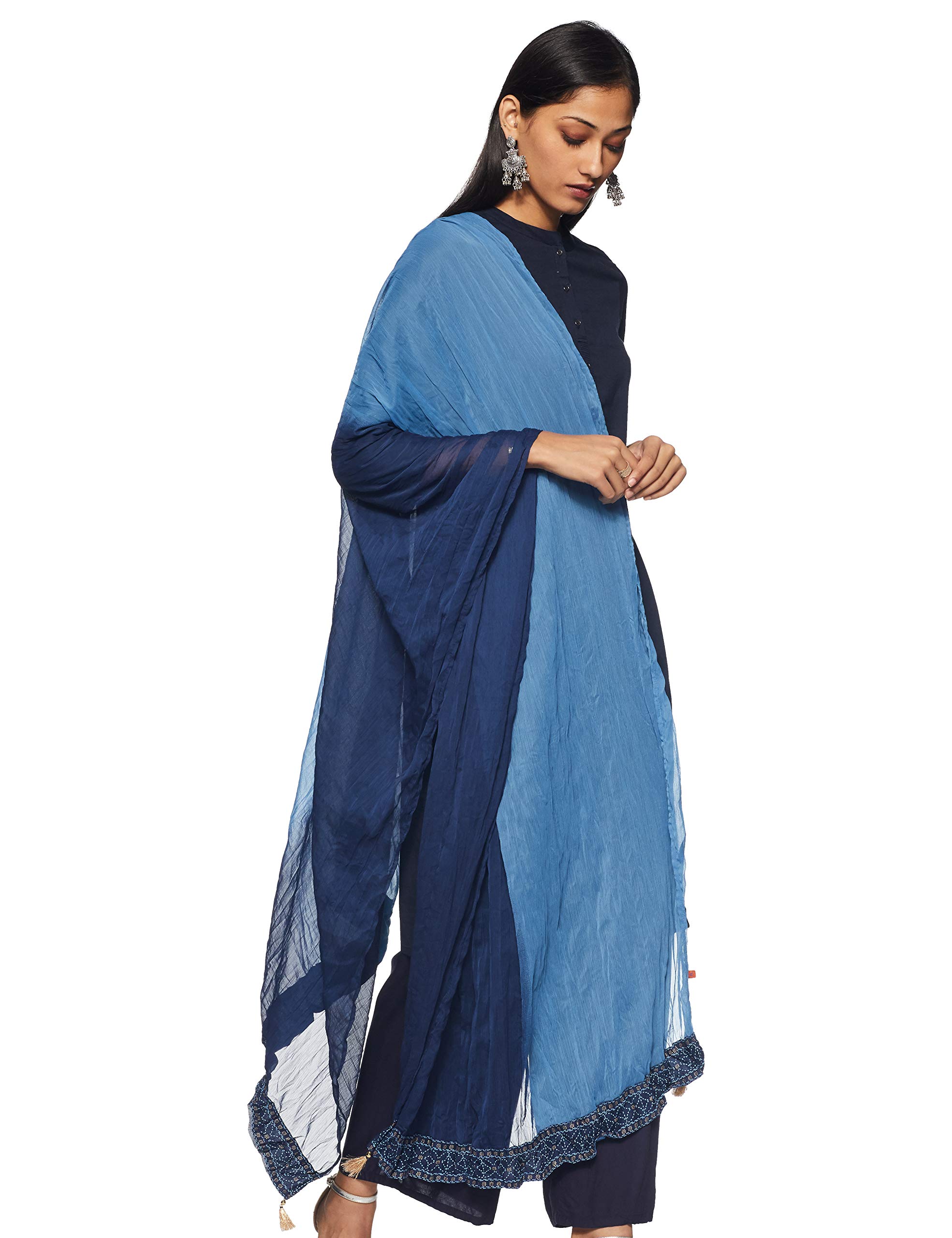rangriti Women's Ethnic Navy Blue-Teal Blue Dupatta (Size_FREE)-picture-11