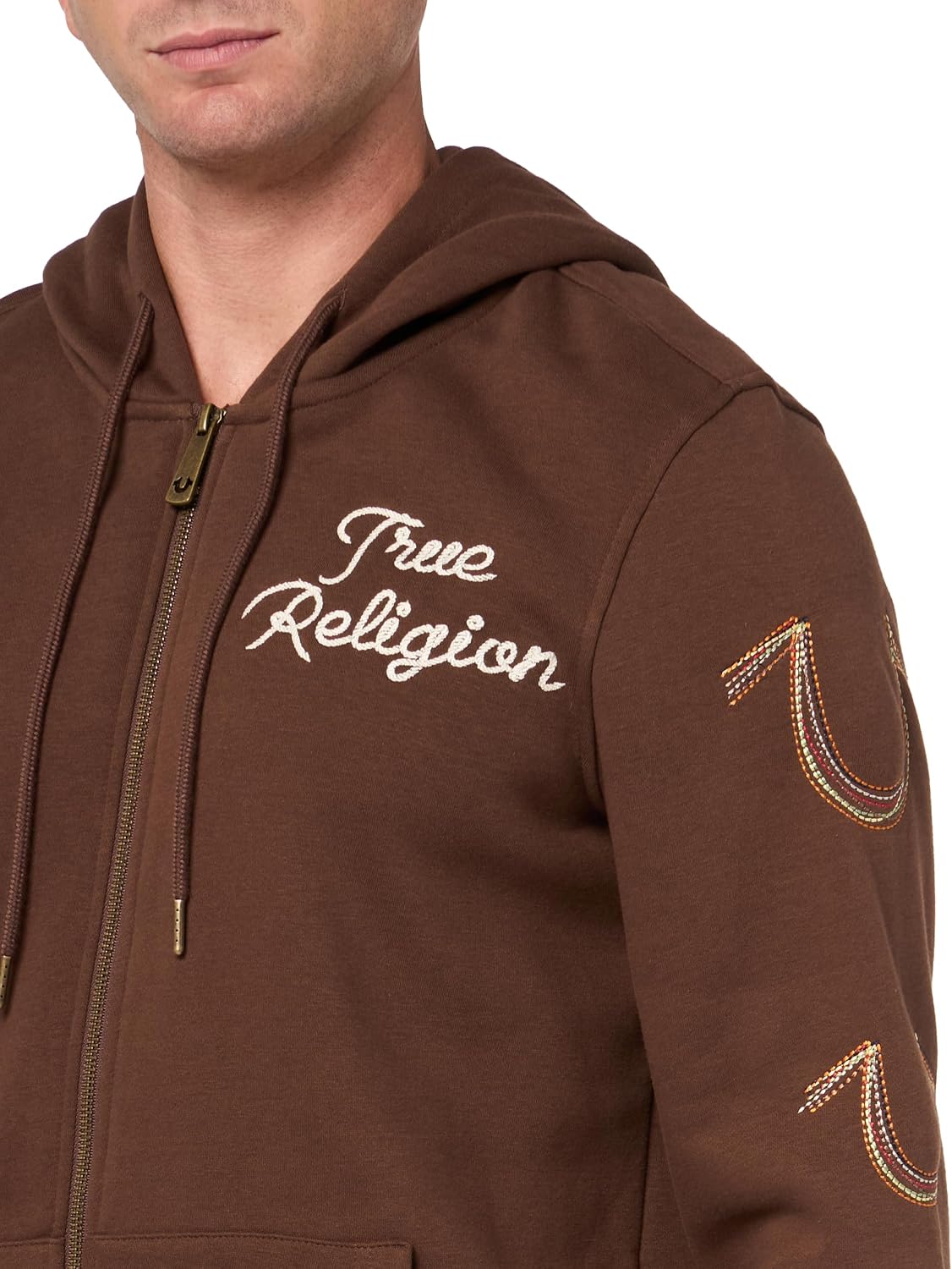 True Religion Men's Rainbow Embro Zip Up Hoodie