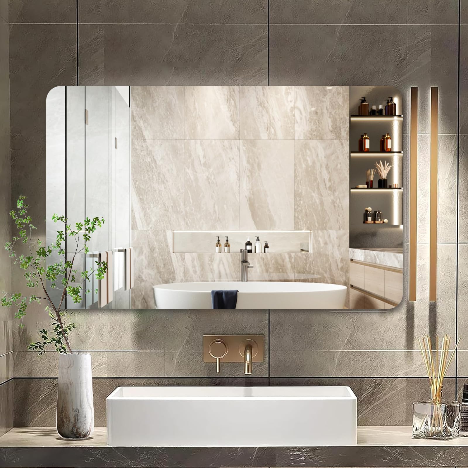 PexFix 48 X 36 Inch Gold Wall Mirrors for Bathroom