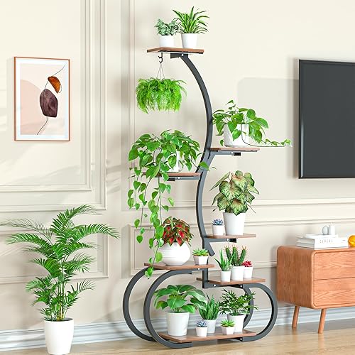 Miniatura 5 de Acnusik - Soporte para plantas de interior con luces de crecimiento, estante iluminado de 63" de altura para múltiples plantas, estante de plantas