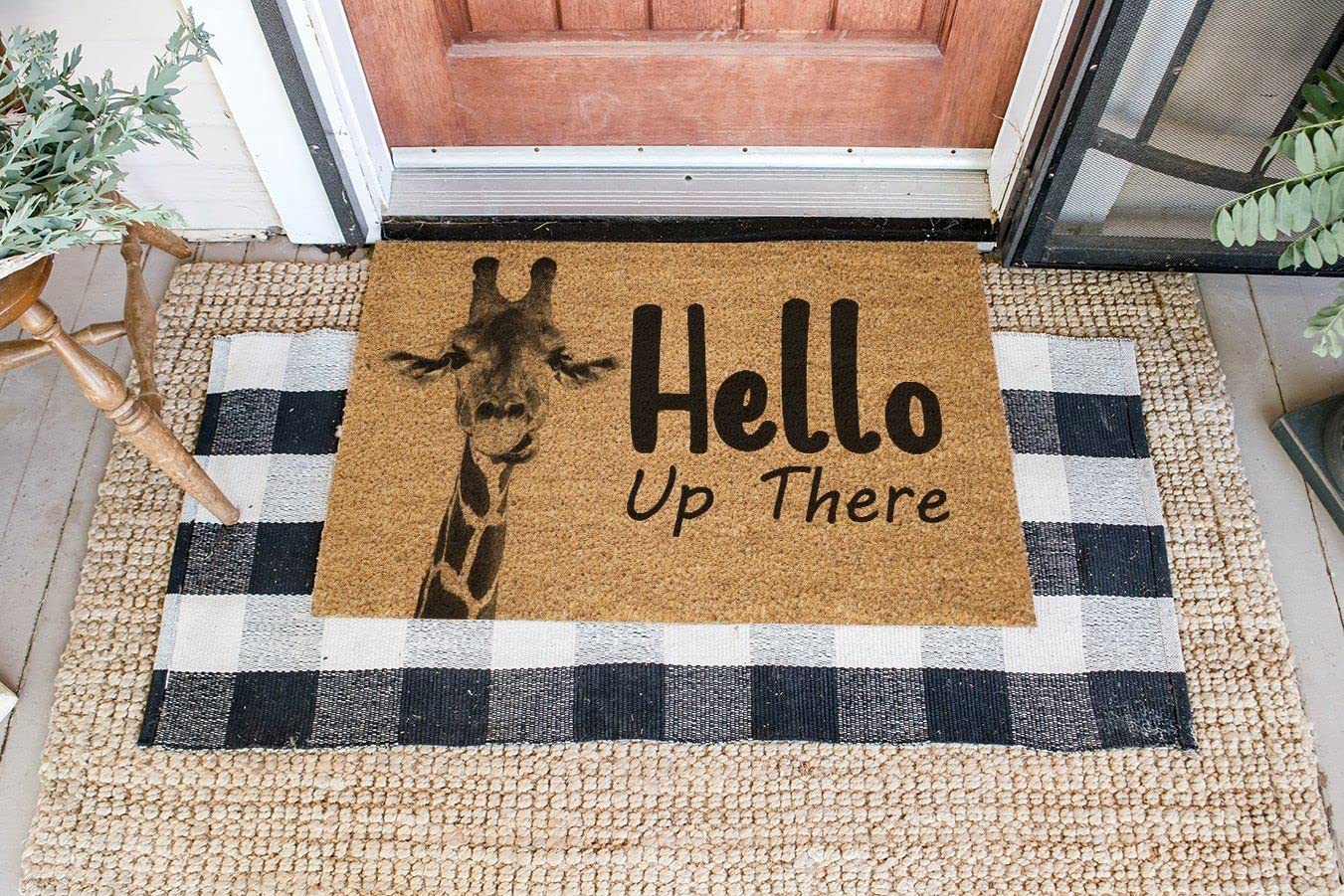 Agriism Door Mat Indoor Entrance Porch Welcome Funny Non-Slip Doormat Welcome Hello Up There Peeking Giraffe Doormat Home Decor Home Decor Housewarming Decor 24x16 Inch