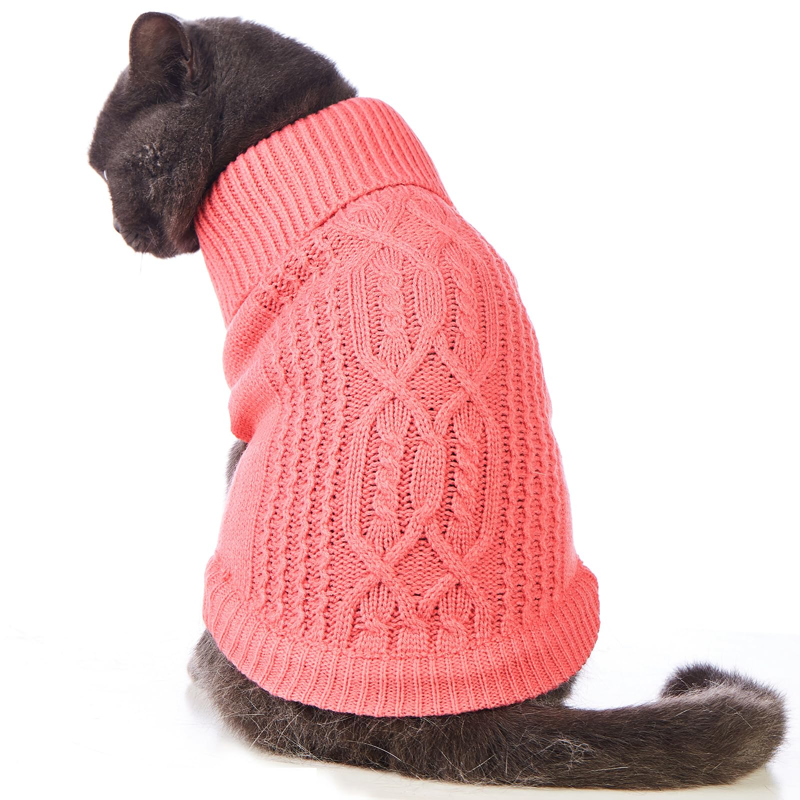 Stretchy Cat Sweater - 17 Colors & 6 Sizes | Snug Winter-Ready Knit for Boy/Girl Cats & Kittens(Pink, Small)