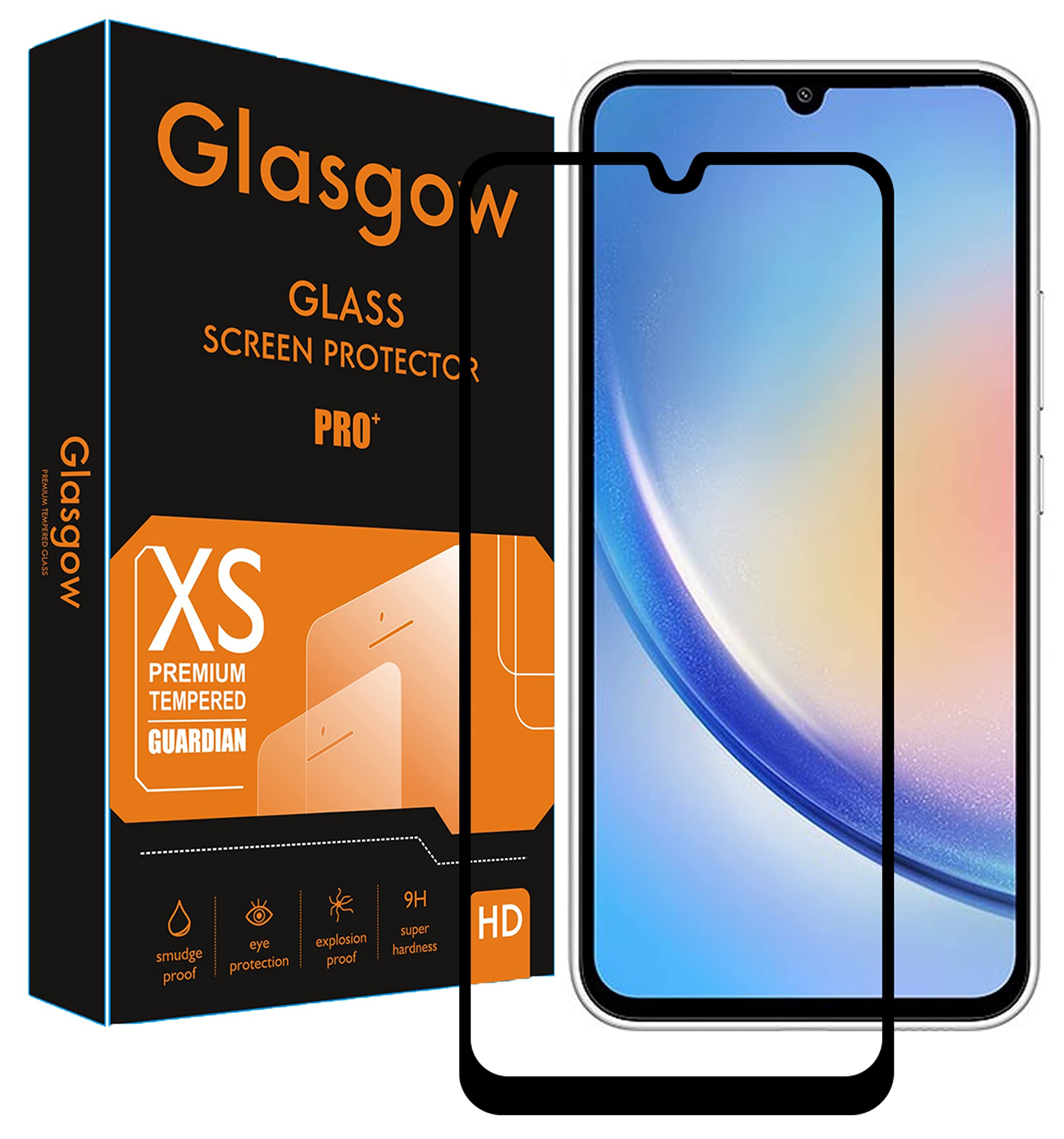Glasgow |For [ Samsung Galaxy F34 5G / M34 5G ] | Tempered Glass Screen Protector Guard | Full Glue Curved Tempered Glass | Bubble Free Installation | Gorilla - Black (B0CGZRVT3K) Amazon Price History, Amazon Price Tracker