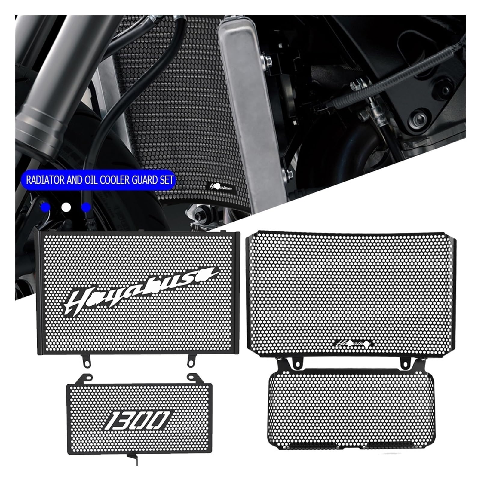 Griglia Protezione Radiatore Per Suzuki GSX 1300R Hayabusa (1999-2023) - In Alluminio CNC, Contro Sassi E Danni