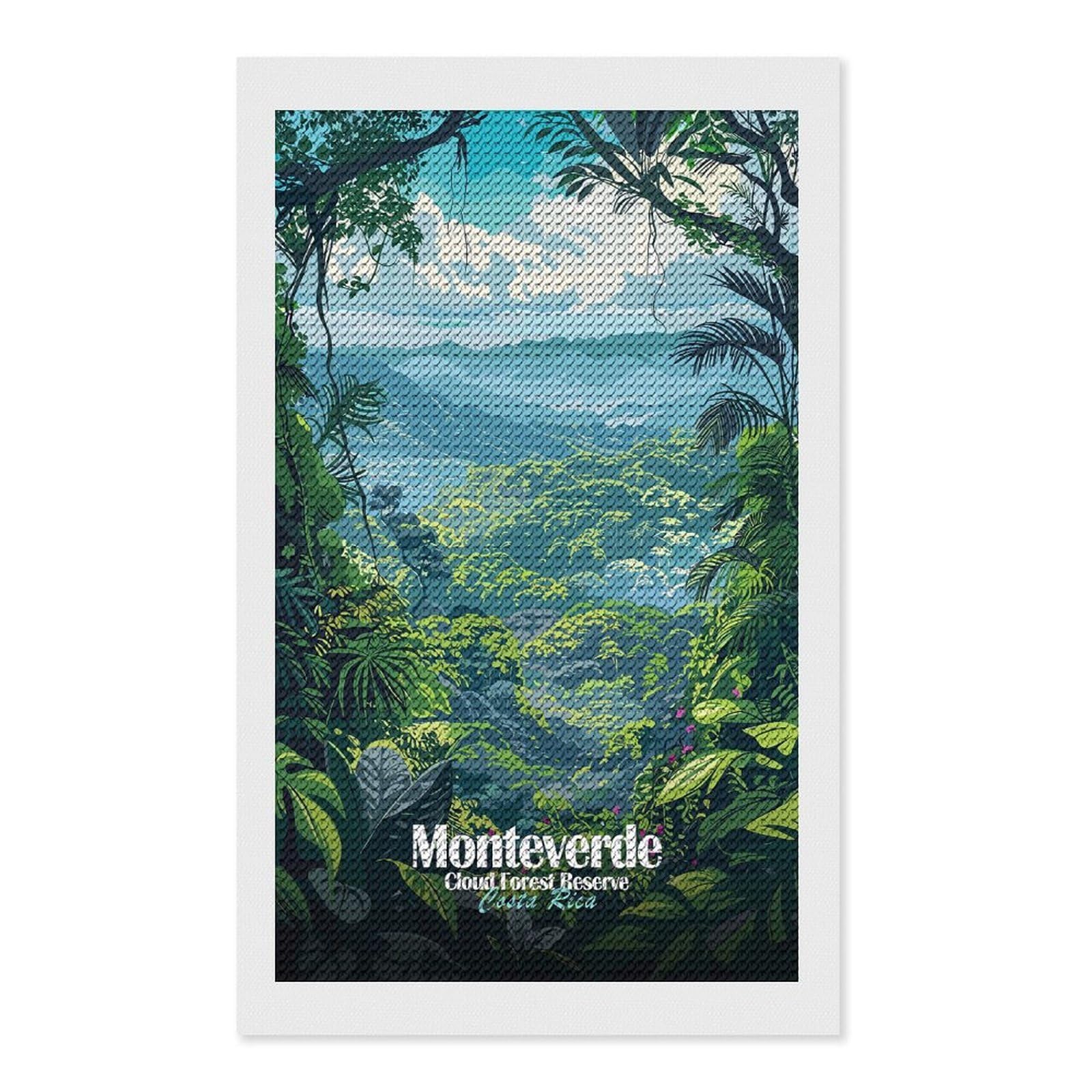 Junmoney Monteverde Cloud Forest Reserve, Costa Rica Full Drill Diamond Painting Kit 12"x20", for Teens, Calming Craft to Unwind, Home Wall Decor, Christmas Gift
