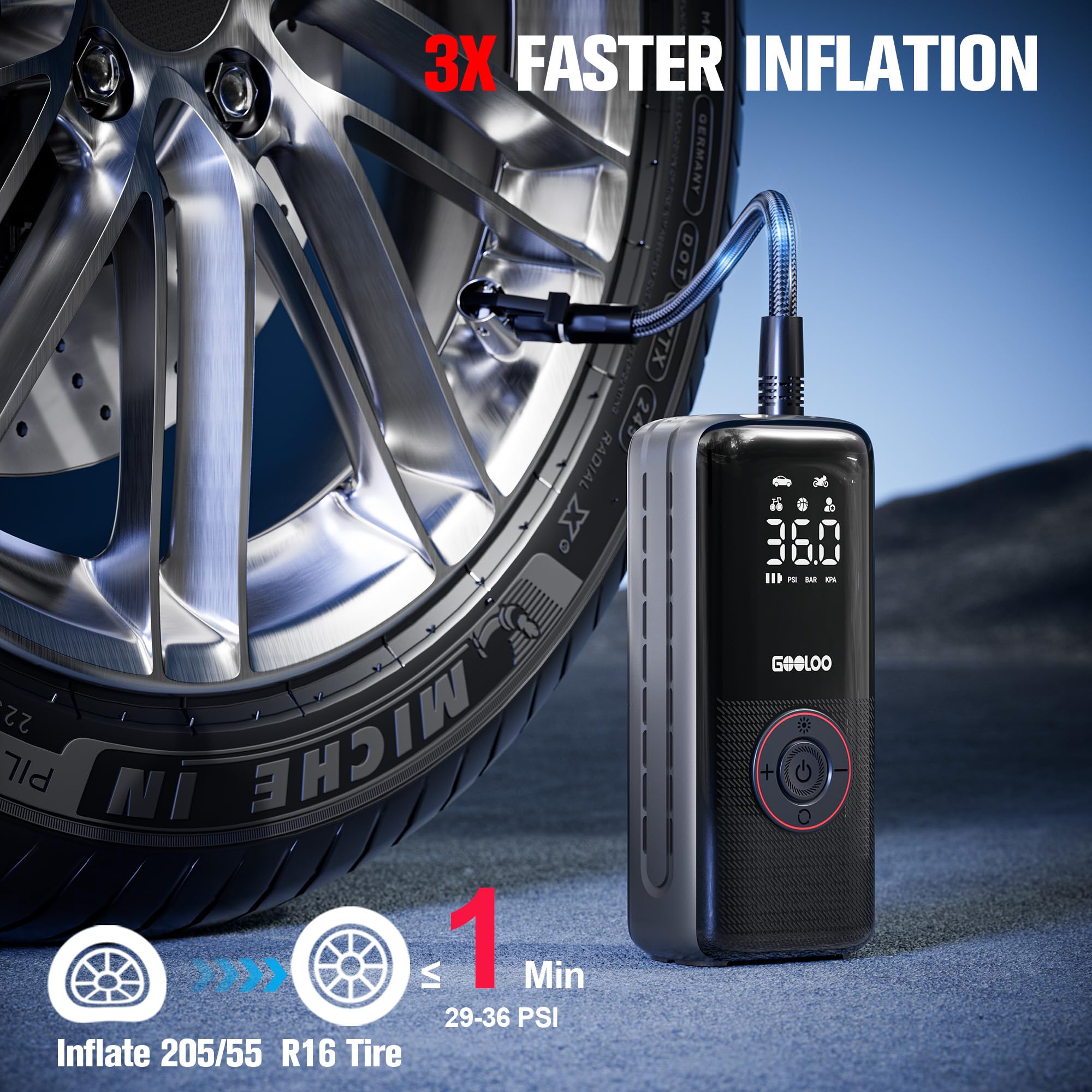 GOOLOO A6 Lite Tire Inflator - Portable & Powerful -3 GOOLOO A6 Lite Tire Inflator - Portable & Powerful -3