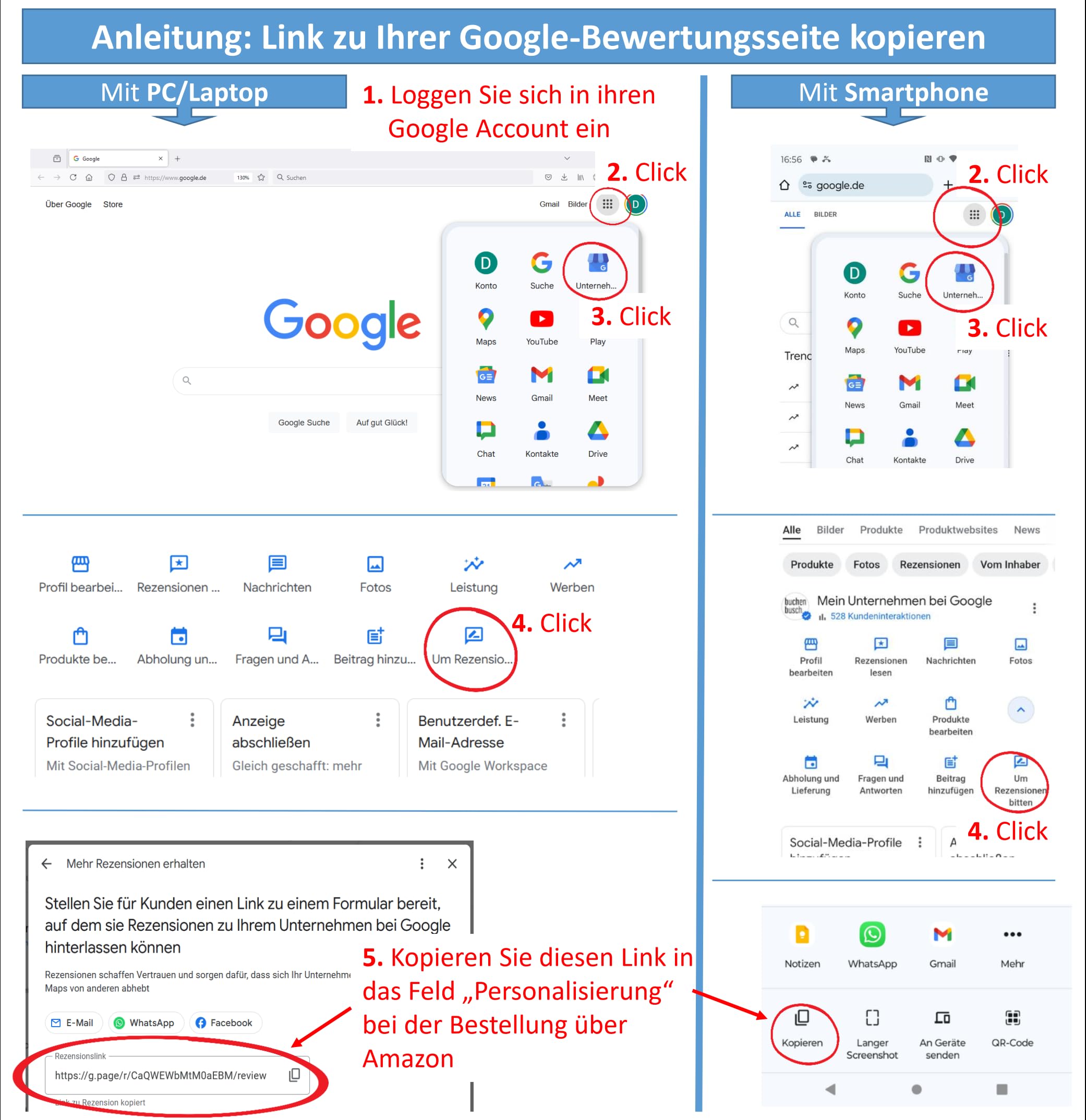 Google Bewertungsaufsteller mit NFC & QR-Code – Bewertungsschild für Unternehmen, Restaurant