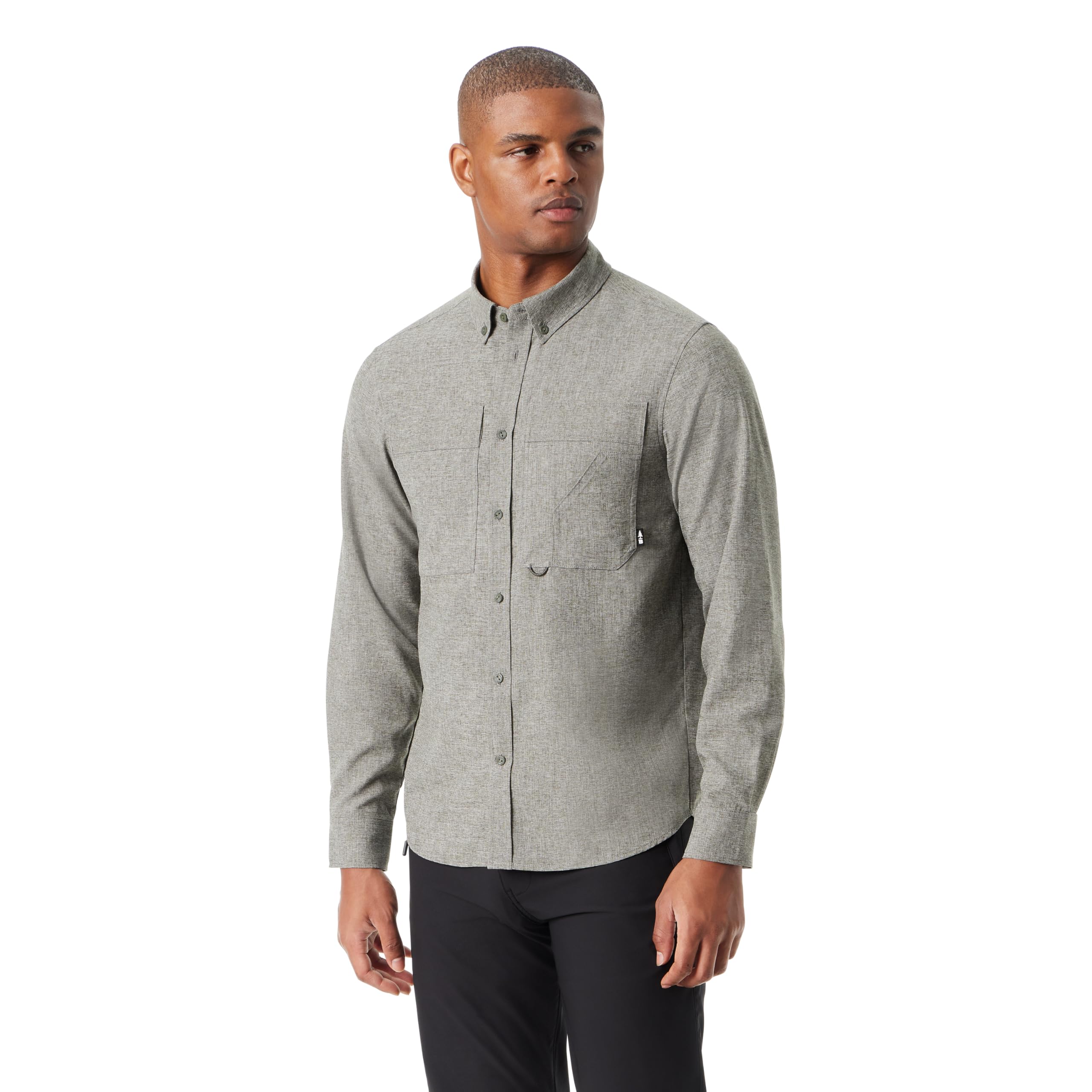 BASS OUTDOOR Men's Heathered Flannel Button Down Shirt with Comfort Stretch Standard