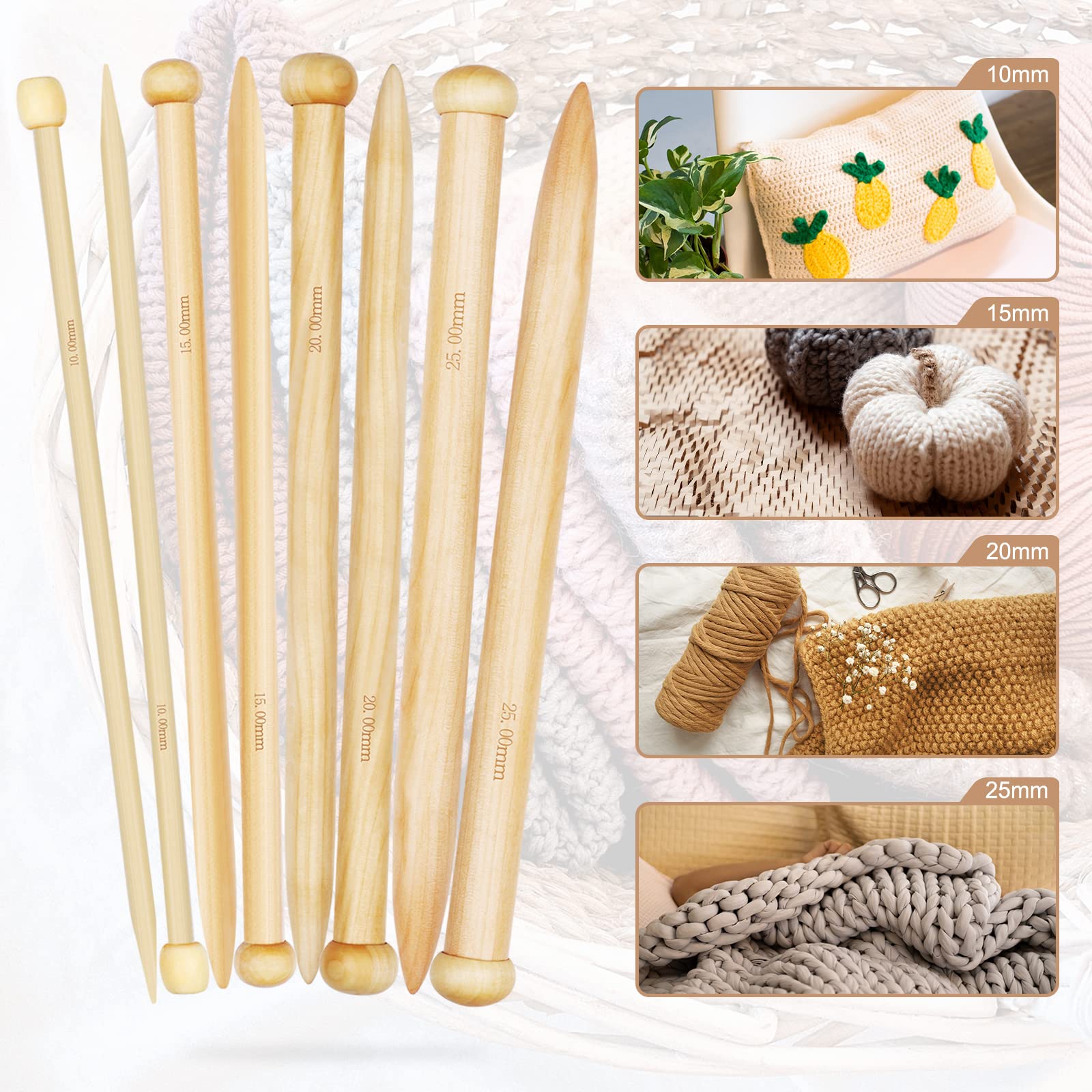 Houten bamboe breinaalden 15mm 35cm 1 paar