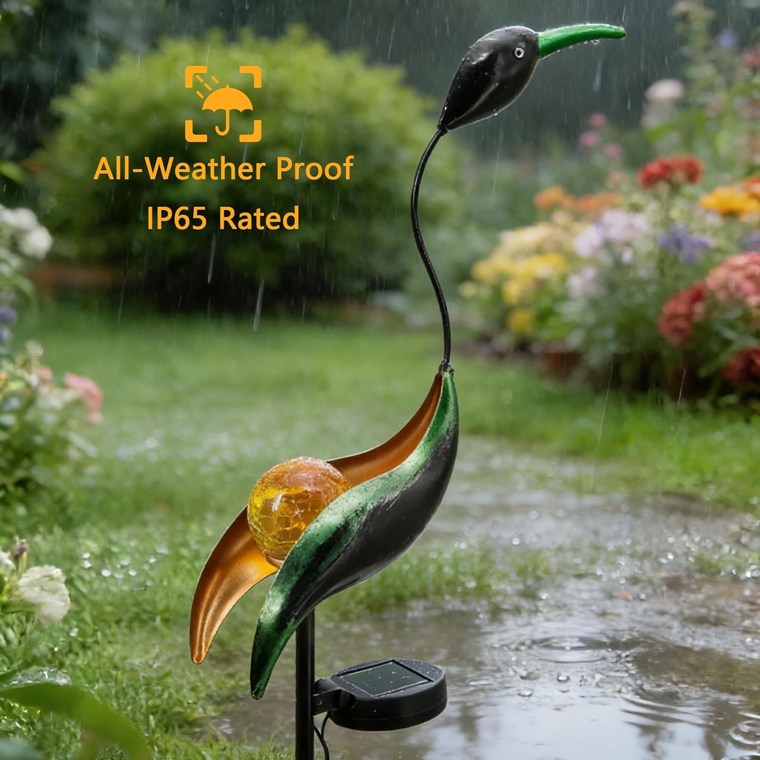 Solar Crane Garden Statue Light for Patio Yard Lawn Porch Outdoor Decorations Waterproof Metal Garden Sculpture, Solar Powered Housewarming Gifts, Mom Birthday Gifts
