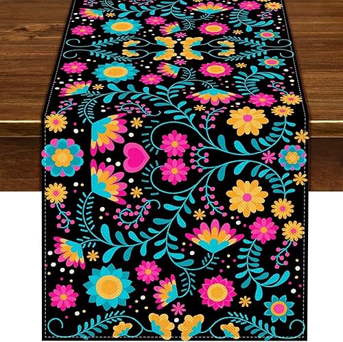 Miniatura 9 de Camino de mesa mexicano para fiesta, paquete de 5 unidades, decoración del día de los muertos, decoraciones del día de los muertos, decoraciones del