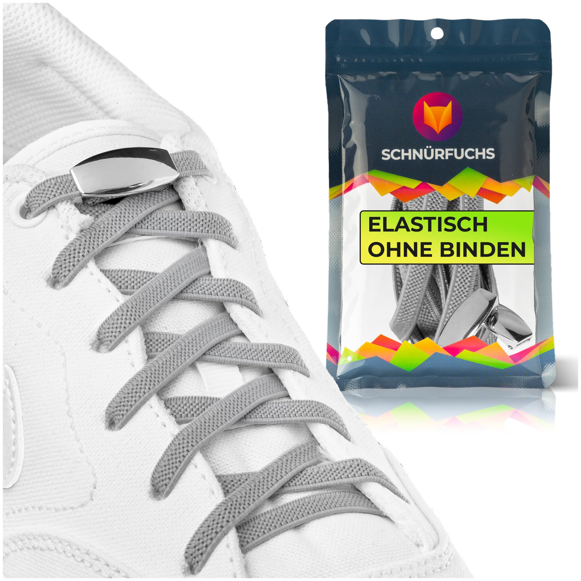 Schnürfuchs Premium Elastische Schnürsenkel Ohne Binden - Gummi Schnellverschluss Schnellschnürsystem