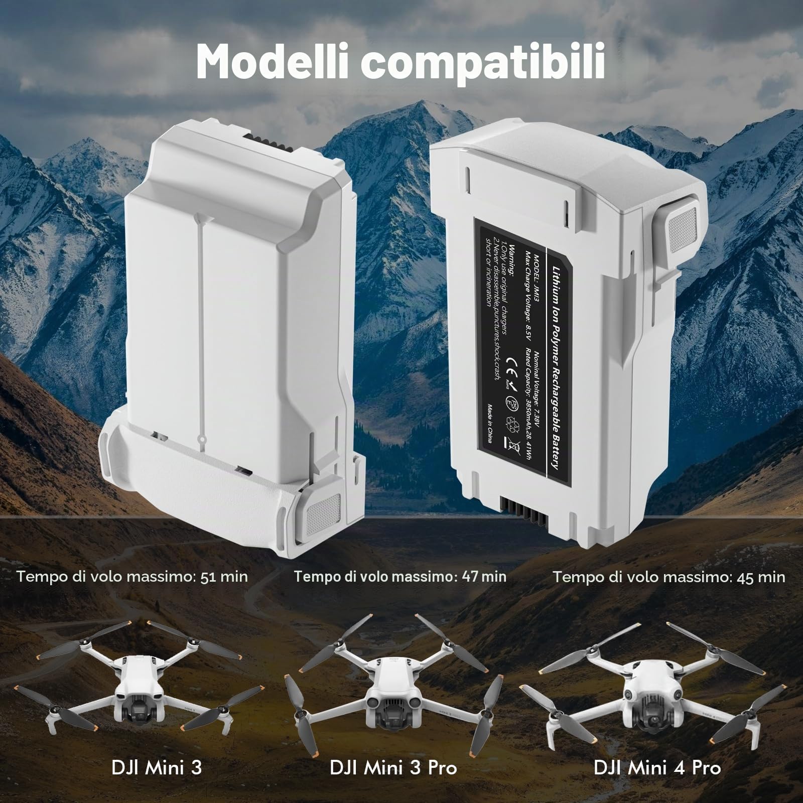 Treeboy Batteria Intelligent Flight Plus per DJI Mini 4 Pro/Mini 3/Mini 3 Pro, 3850mAh 47 Minuti di Tempo di Volo Aggiornato 2025