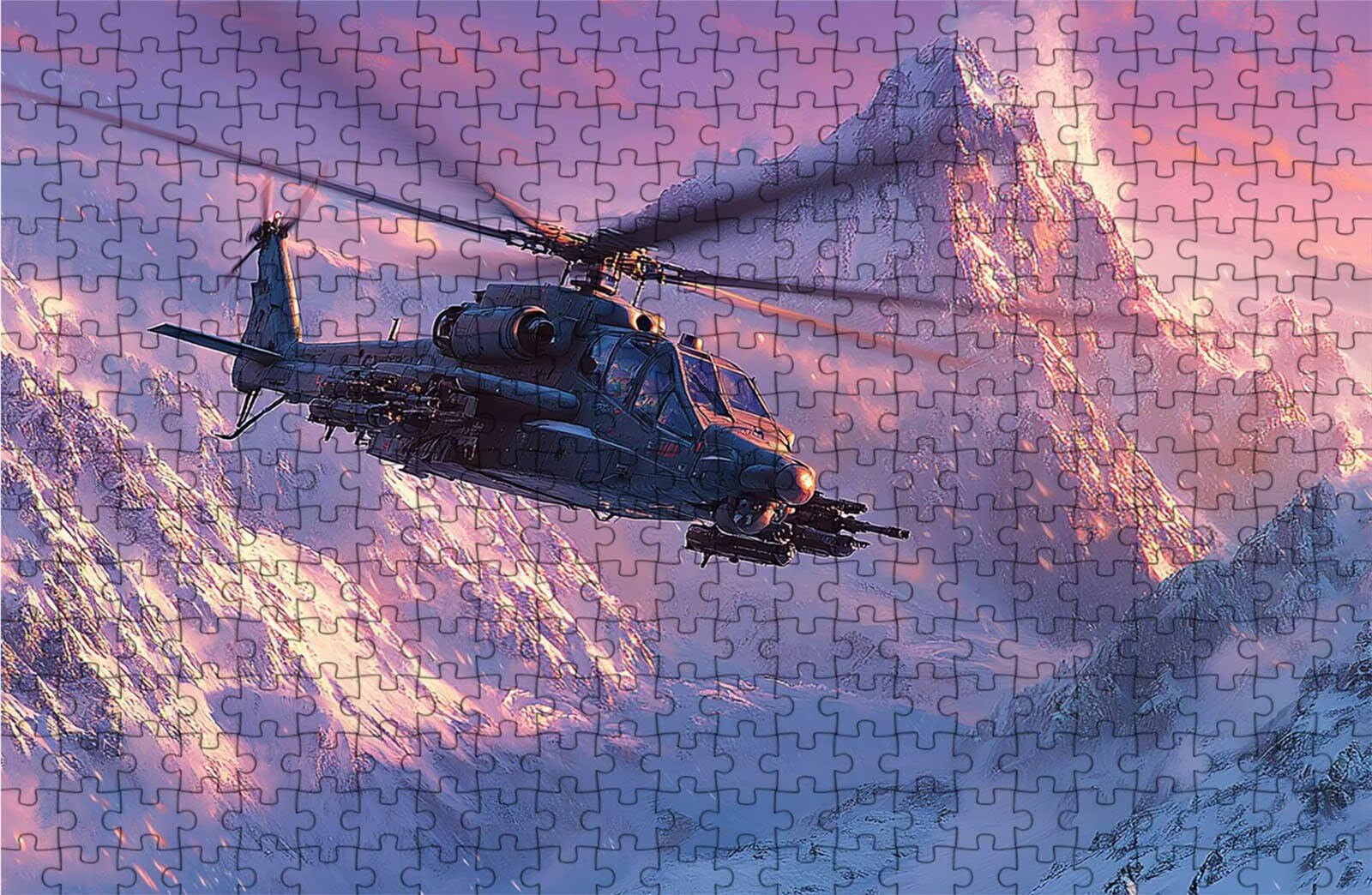 Puzzle 2000 Pezzi Elicottero Puzzle 2000 Pezzi Legno per Adulti Montagna Innevata, Splendidamente Confezionato in Una Scatola di Cartone, Borsa Rete Portabilità per Regalo Donna 70x100 CM RXPT-5091