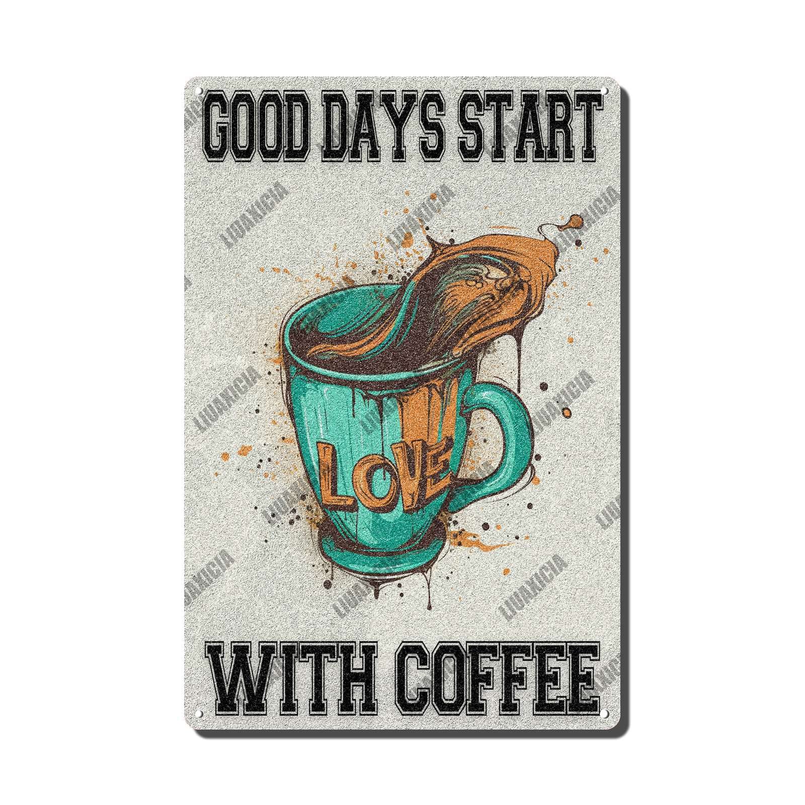 Horienteeon Ymaotrade A Good Day Starts With Coffee Rustico Legno Retro Stile Caffè Targa per Cucina