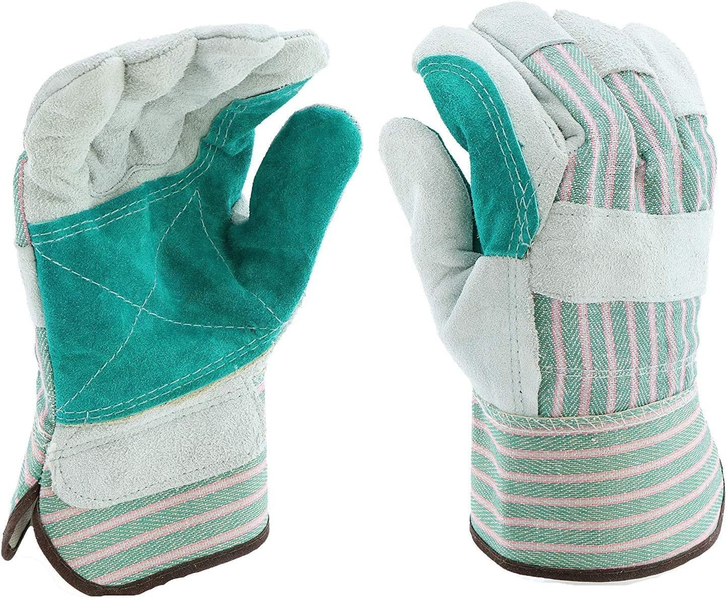West Chester 500DP Rubberized Safety Cuff Leather Glove, 10.5" Length, Large, Gray (Case of 72 Pairs)