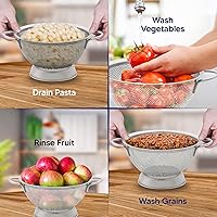 Vista 2 de HIC Harold Import Co. Colador perforado de cocina con asas, acero inoxidable 18/8, 8.5 pulgadas