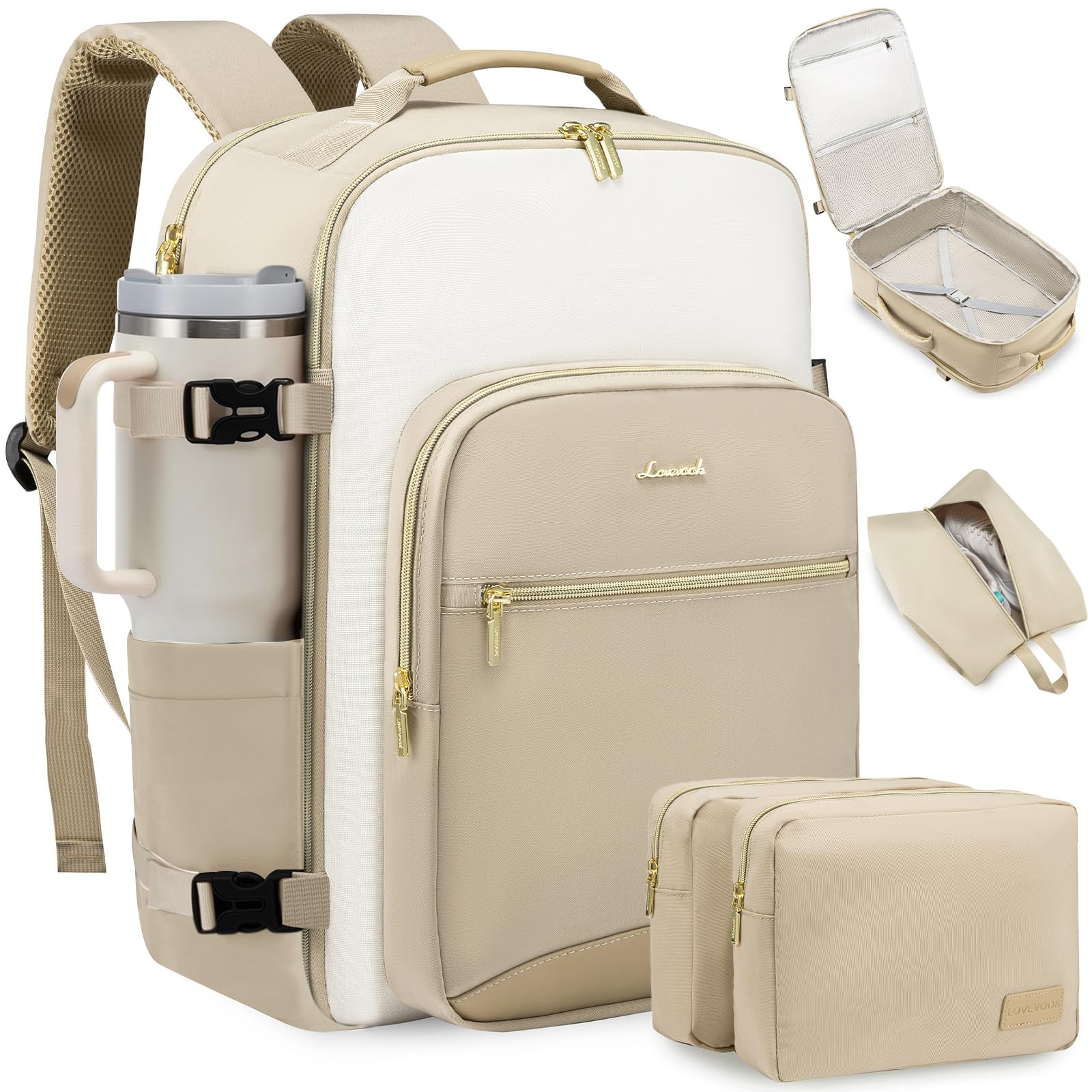 LOVEVOOK 50L Large Travel Backpack for Women & Men, Carry On Airline Approved, Waterproof Travel Essentials Fits 18" Laptop, TSA Personal Item Travel