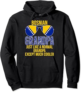 Bosnian Grandpa Bosnia Flag Sunglasses Father's Day Pullover Hoodie