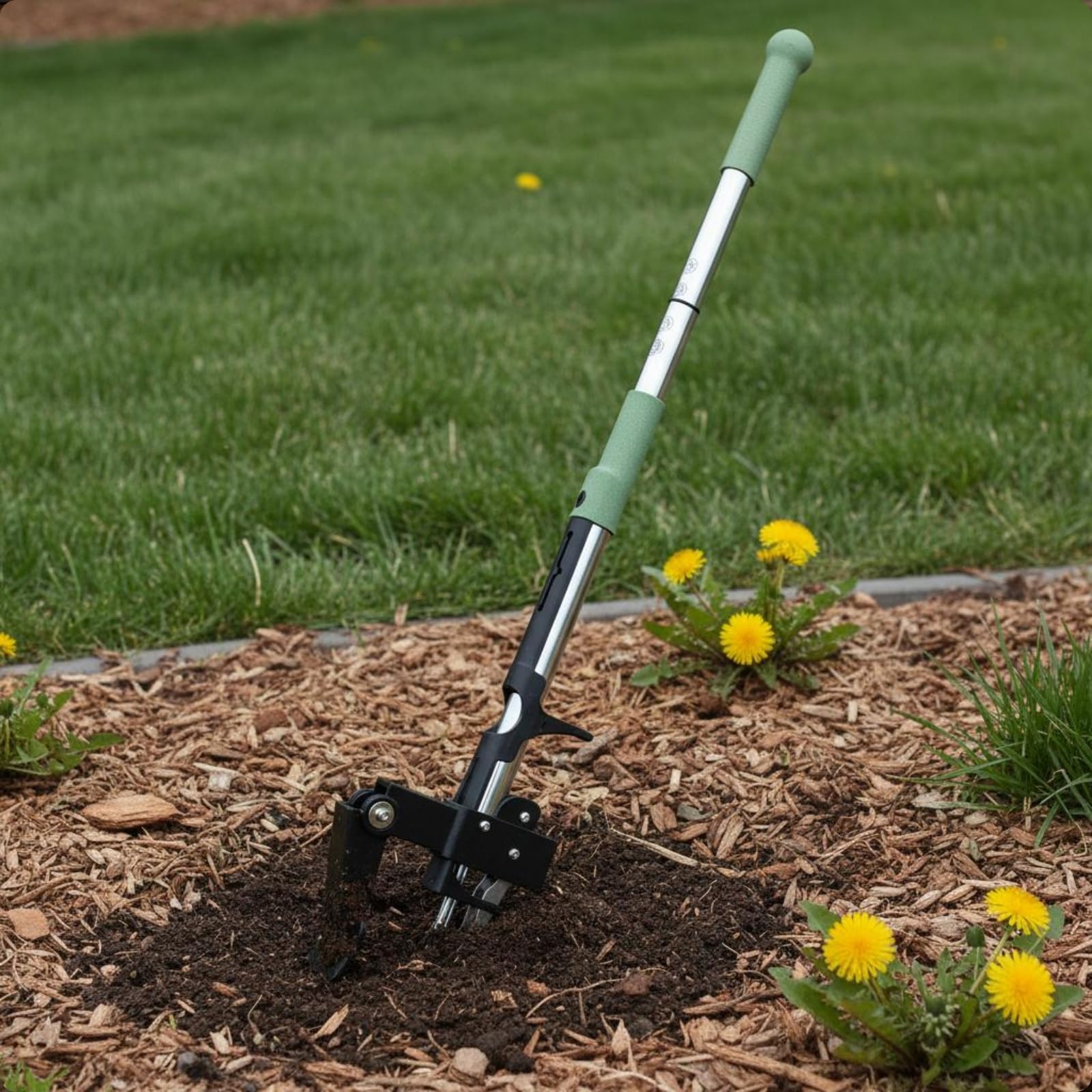 Dreiteiliger Unkrautentferner Leichtes Material Aluminium-Unkrautzieher Ergonomisch Langer Unkrautstecher für Gartenliebhaber, Garten, Rasen