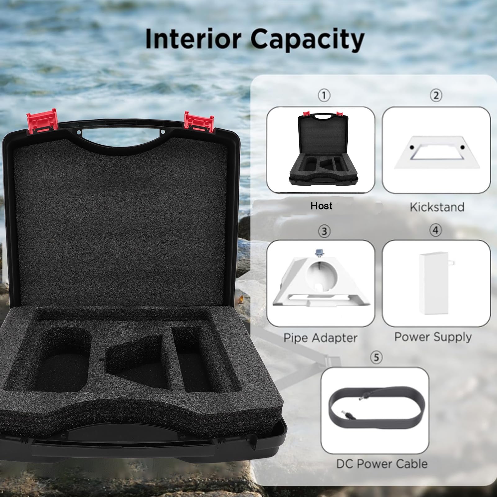 Mini Estuche de Transporte para Exteriores, Estuche Protector Portátil, Estuche Rígido para Satélite Resistente Al Agua para Cable Adaptador, Soporte, Accesorios de Fuente de