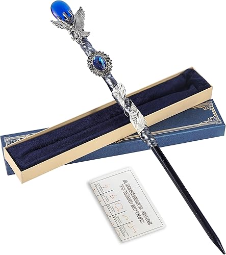 Varita mágica de águila azul hecha a mano, accesorios de cosplay para brujas y magos, regalo mágico para niños y adultos en Halloween, Navidad y