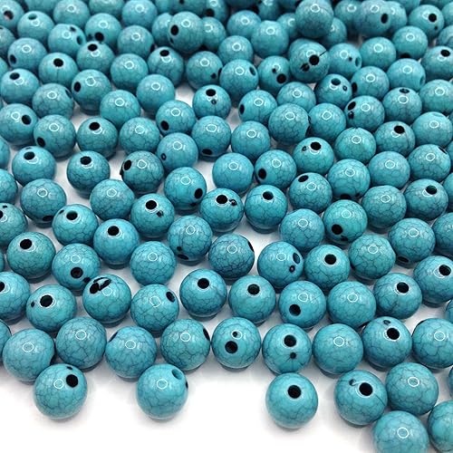 Miniatura 7 de KARMELLING 50 cuentas sueltas redondas de piedras preciosas turquesas de 0.551in para manualidades, collares, pulseras, joyería, color azul