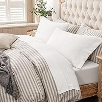 Vista 23 de PURE ERA - Juego de sábanas punto jersey de 4 piezas, 100% algodón, supersuaves, cómodas, transpirables, para colchones de hasta 20 pulgadas, Gris