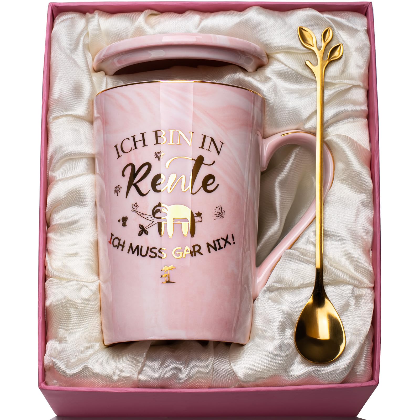 YIKILYLIFE Rosa Geschenk Keramiktasse mit Marmormuster 400ml