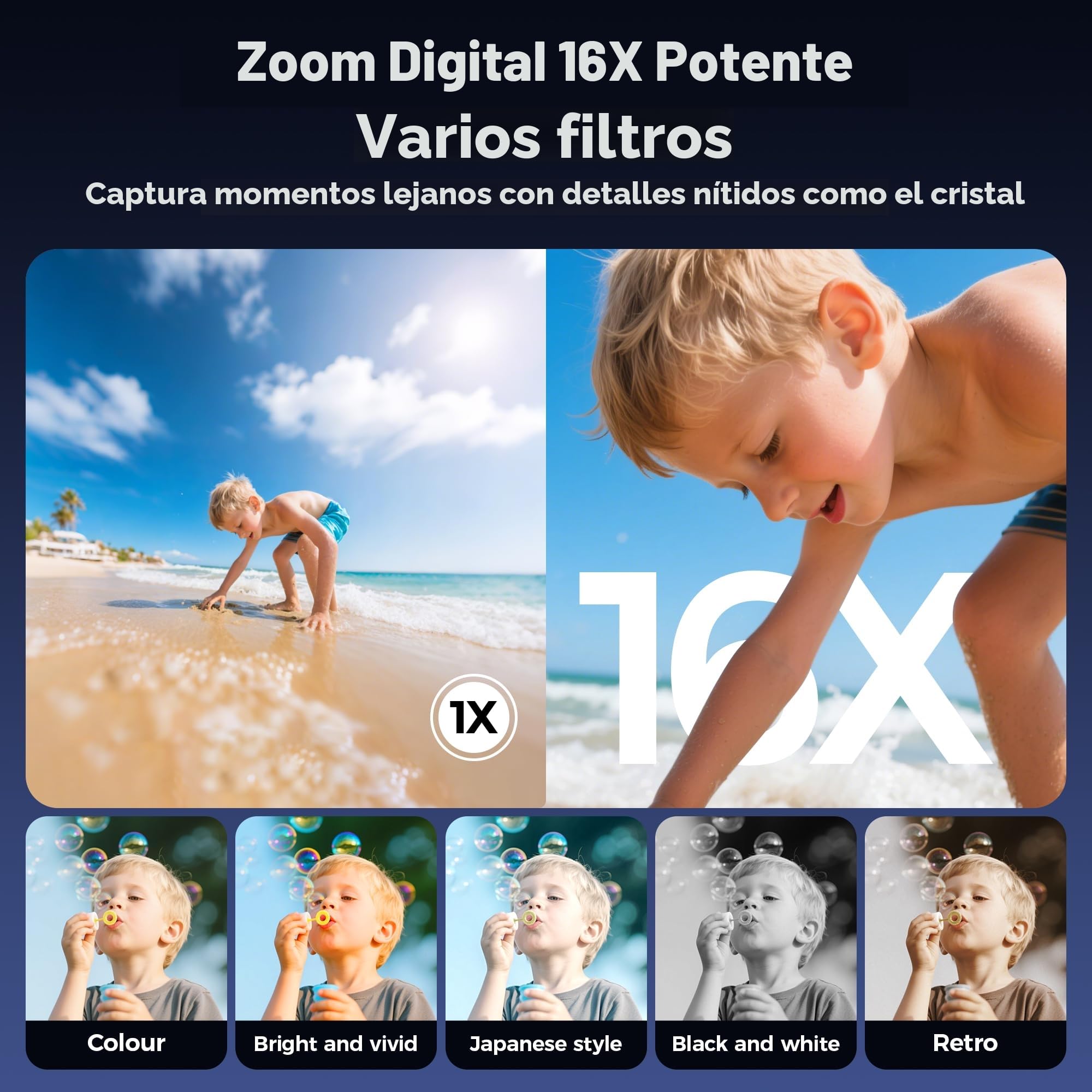 Camara de Fotos Digital 4K Profesional: Cámara Digital con Pantalla Abatible 180° - Camaras Compacta con 32GB Tarjeta - 16X Zoom Camara para Principiantes Niña Niños Chico - Negro YYZA9