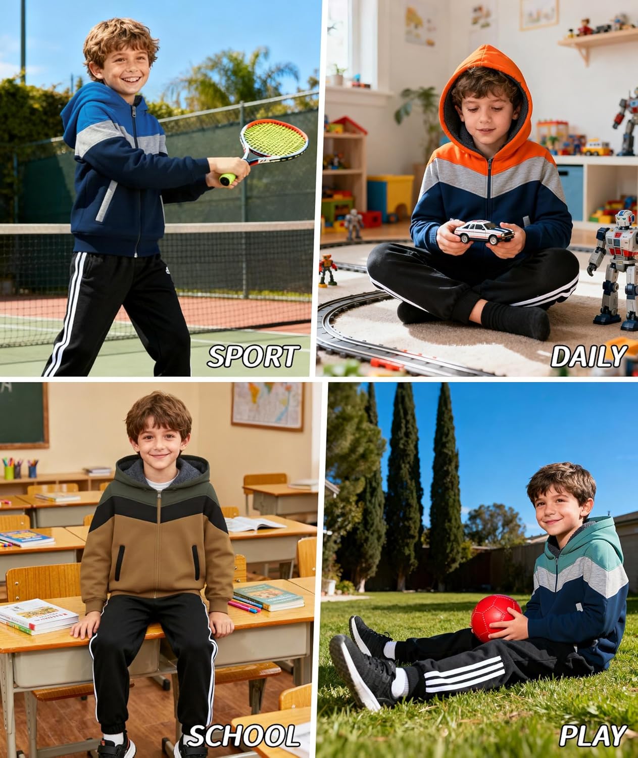 SWISSWELL Boys Fleece Jacket Long Sleeve Sherpa Lined Zip Up Hoodies Soft Warm Sweatshirt Outerwear for Kids 6-15 Years - Image 2