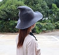 Vista 18 de Bestjybt - Gorro de punto de lana para mujer, para Halloween, para fiestas, disfraces, cosplay, accesorio diario Negro