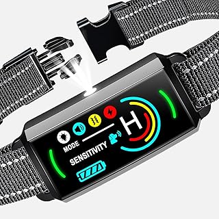AI Dog Bark Collar with Flashing Light,Beep,Vibration,and Optional Shock,Rechargeable Anti-Bark Collar with 6 Adjustable Sensitivity,Waterproof Barking Collar,Bark Collar for Large Medium Small Dogs