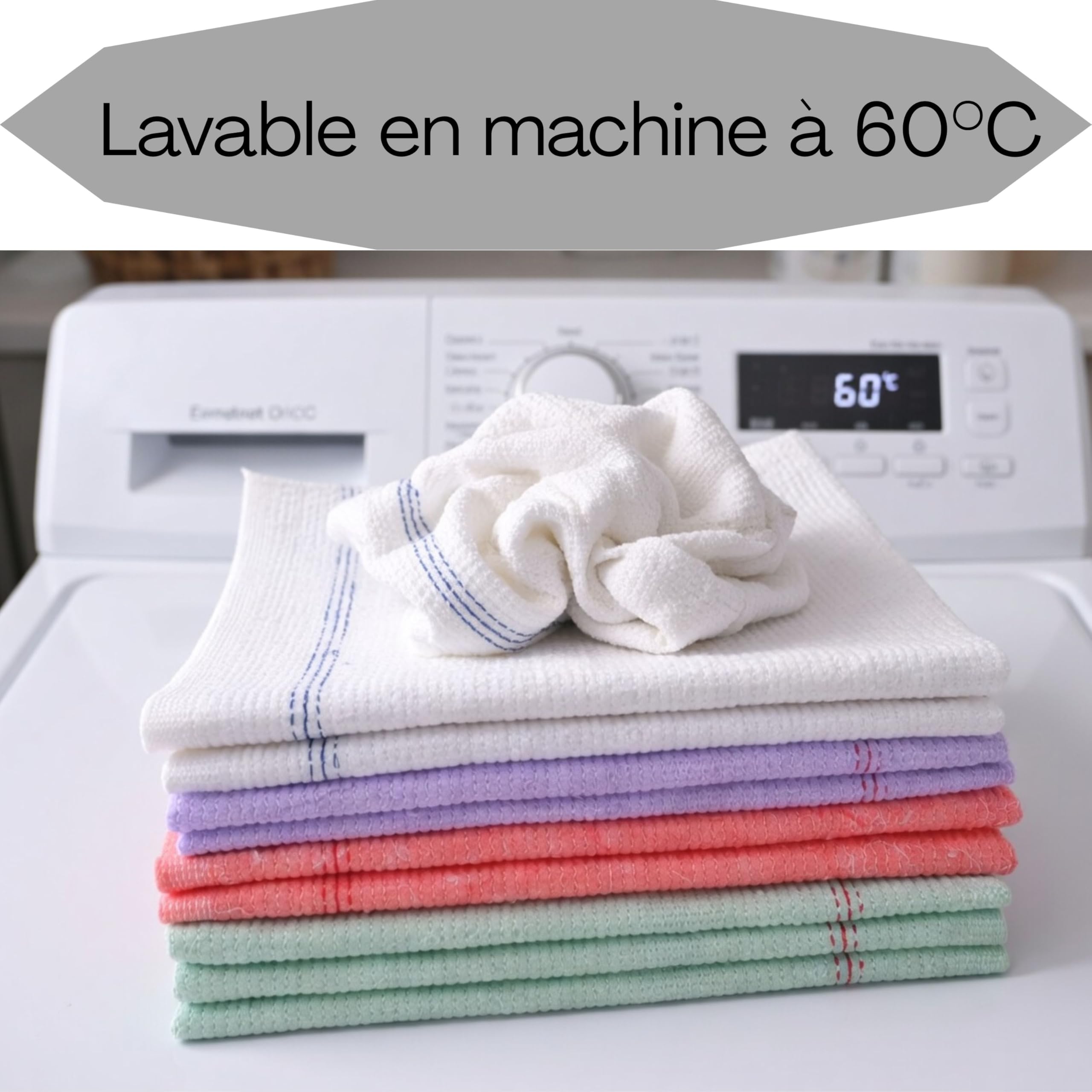 LNT France - Juego de 20 mopas de algodón y viscosa, 50 x 60, fabricadas en Francia, lavable y resistente, muy absorbente