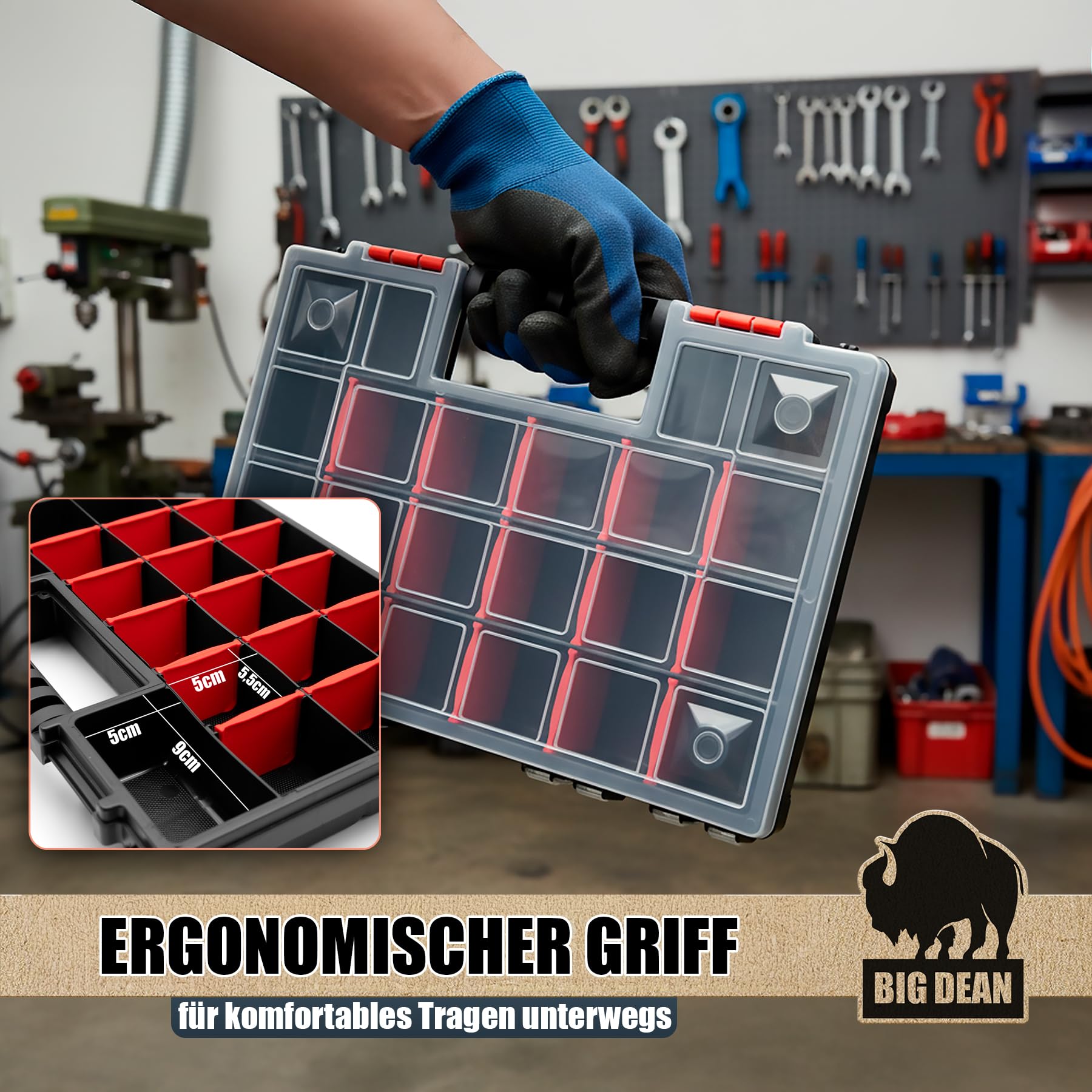 10 Stück XL Sortierbox Sortimentskasten mit flexibler Einteilung MADE IN EUROPE