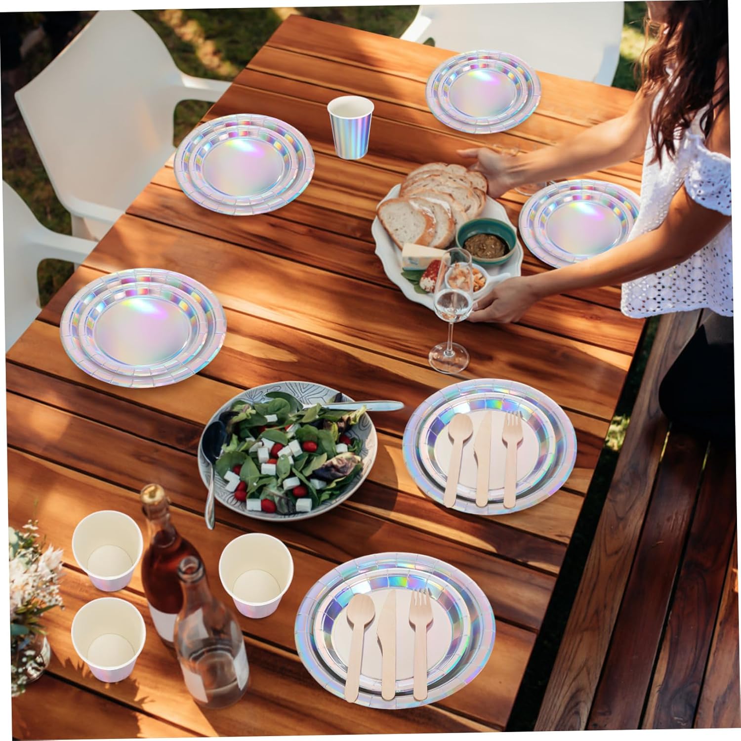 25sets Supplies Birthday Party Decorations Iridescent Plates Napkins Cups Disco Supplies