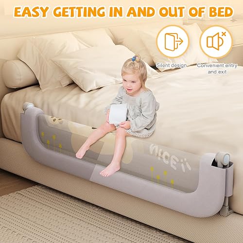 Miniatura 8 de Riel de protección de cama para niños pequeños  Rieles plegables de elevación de 60 pulgadas para niños  Protector de barandilla de seguridad para