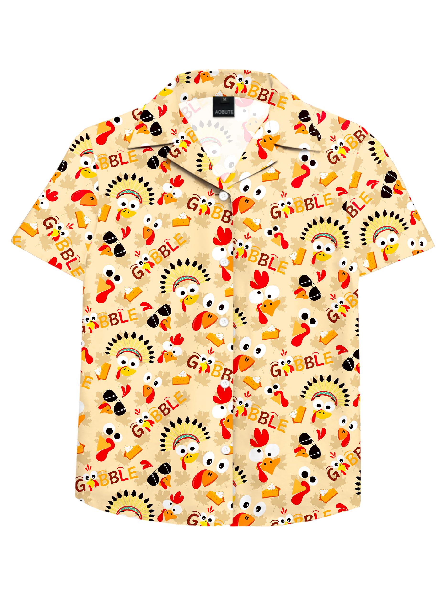 AOBUTE Unisex Kids Hawaiian Shirt Boys Button Up Shirts Girls Short Sleeve Aloha Golf Top 5-14 Years