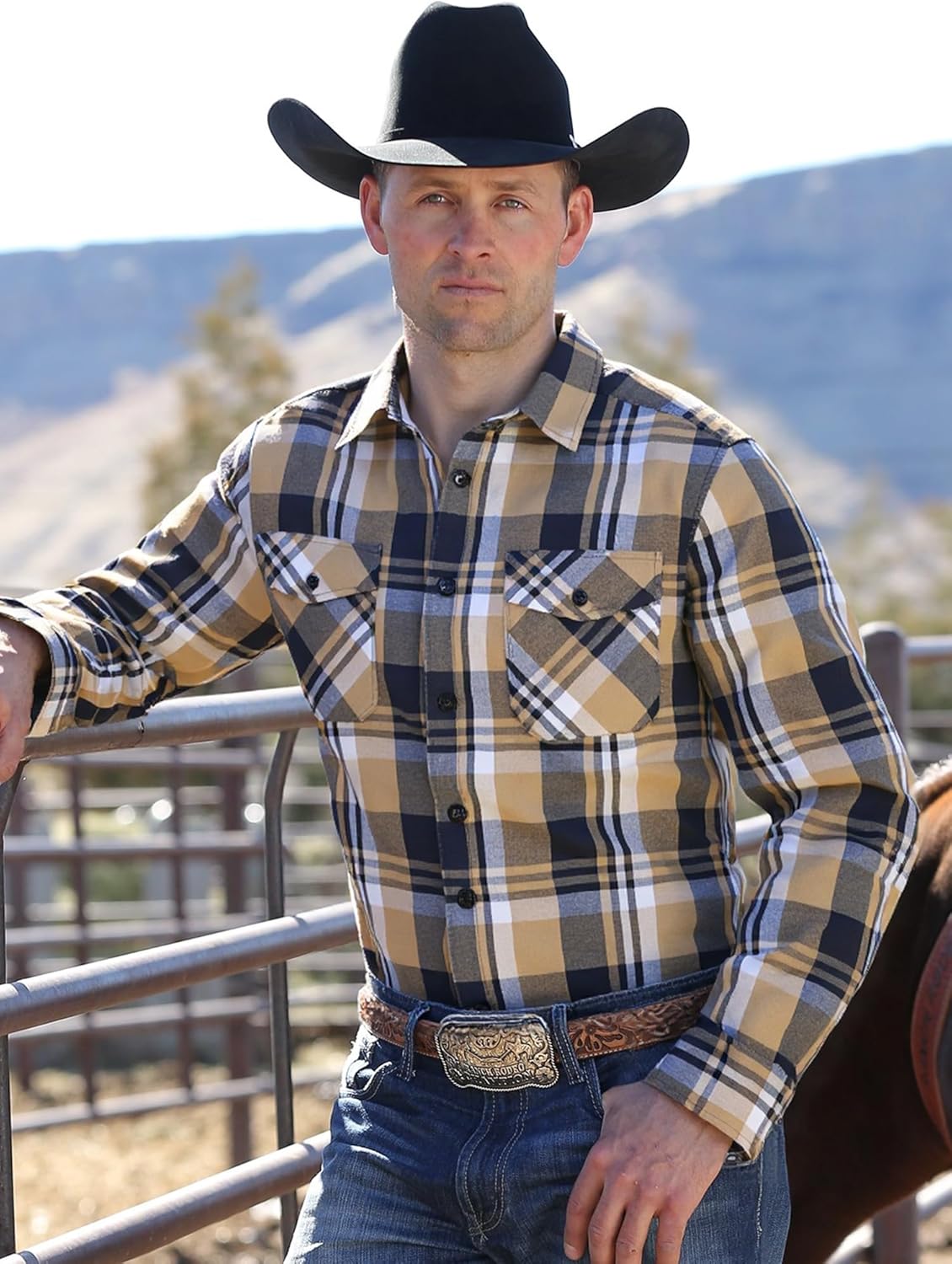 3 Pack Mens Long-Sleeve Button-Down Shirt Cotton Tops Casual Collared Blouses Loose Fit Plaid Flannel Shirts - Image 3