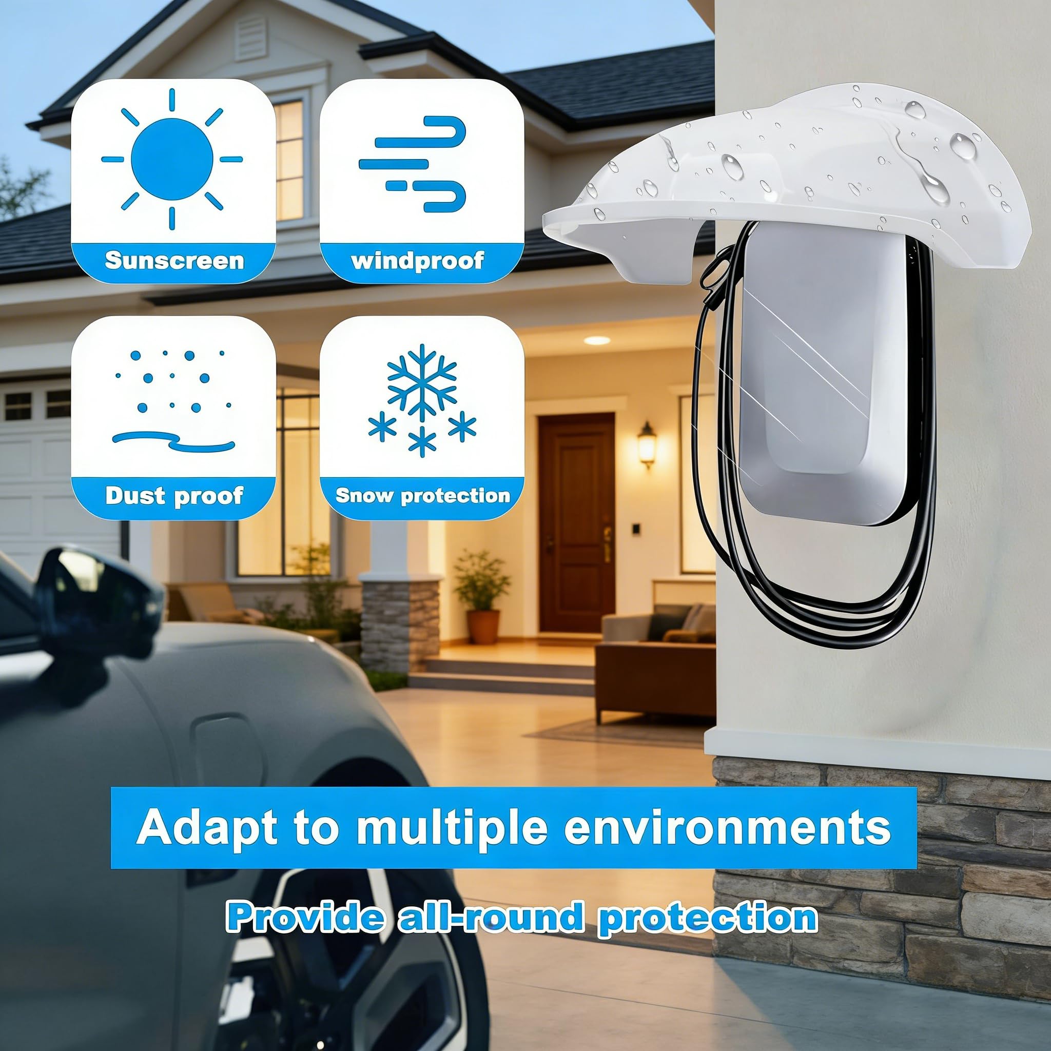 Wallbox Tettoia per stazione di ricarica auto elettrica protezione pioggia UV ABS 40x35,5x20 cm