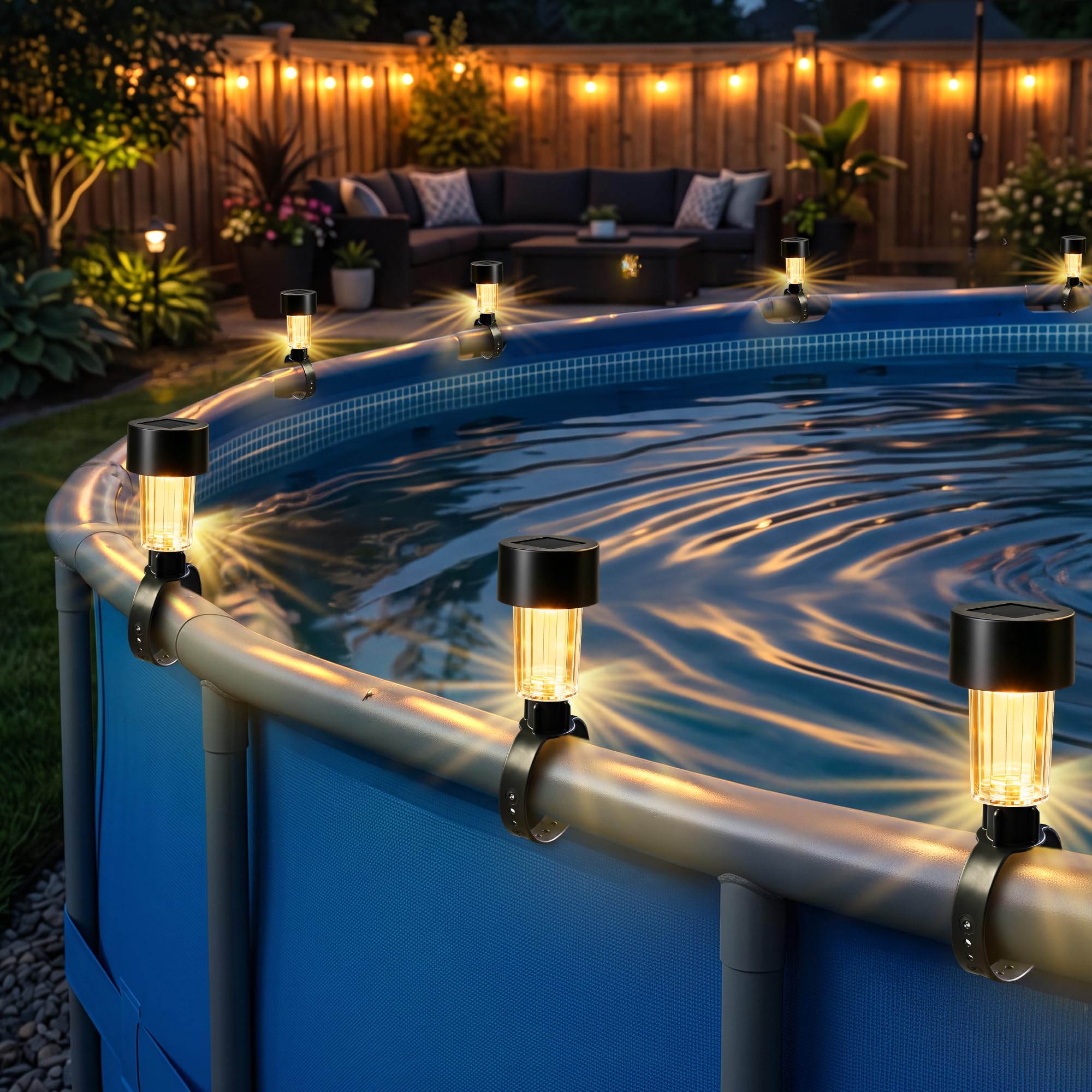 Photo 1 of CHYGRON Solar Pool Lights, 6 Pack, Warm White