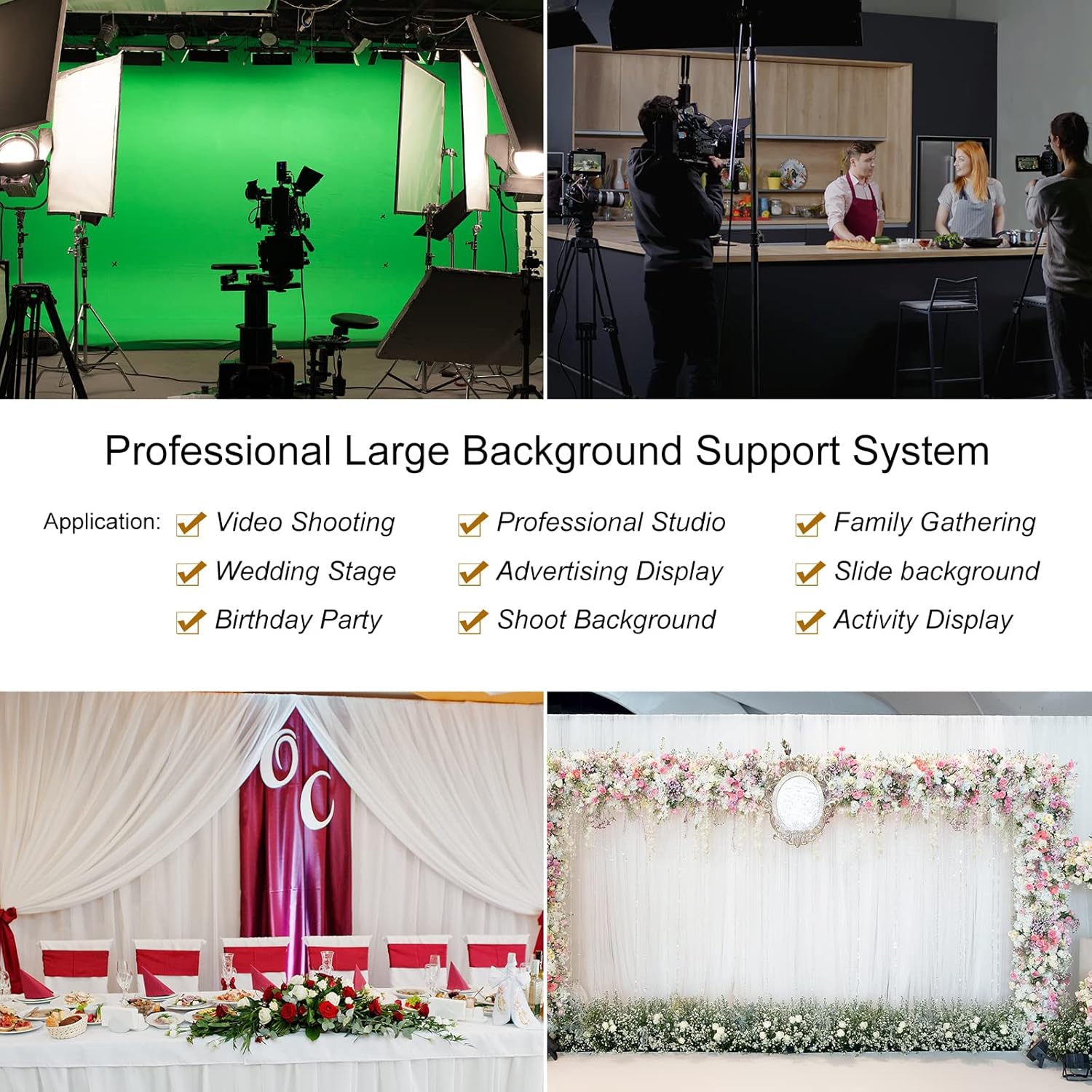 LINCO Backdrop Stand for Parties 9×20 ft Heavy Duty Photography Video Studio Background Kit 4166 for Wedding Parties Photo Shooting