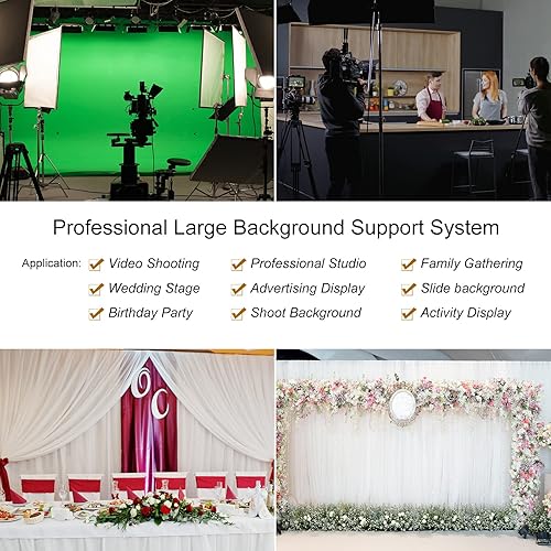 Miniatura 6 de LINCO Soporte de fondo para fiestas, 9 x 20 pies, kit de fondo de estudio de video resistente 4166 para bodas, fiestas, sesión de fotos
