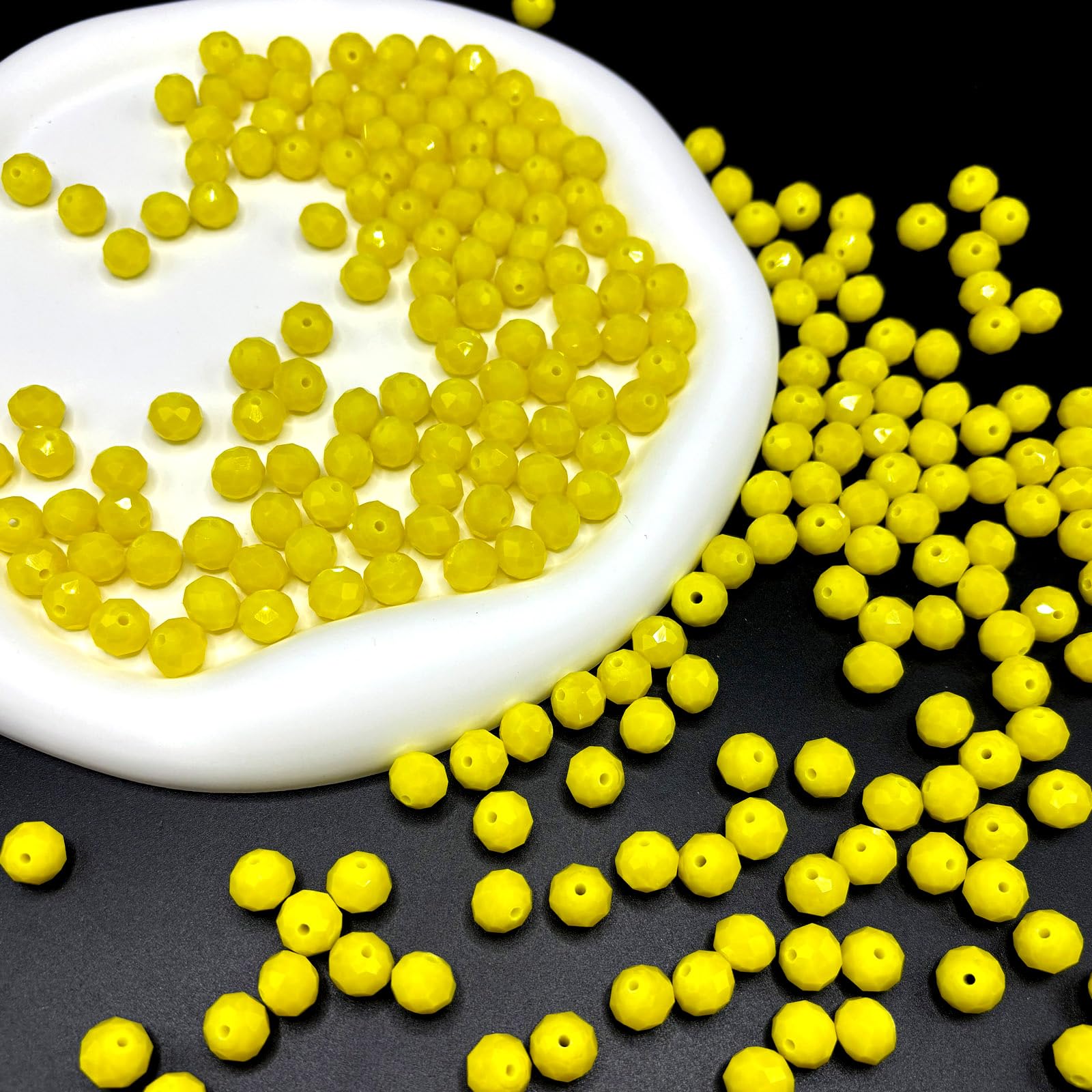 265 perline di vetro per la creazione di gioielli, perline briolette in vetro briolette da 10 mm, per la realizzazione di bracciali, perline di vetro giallo sfaccettate sfuse per artigianato