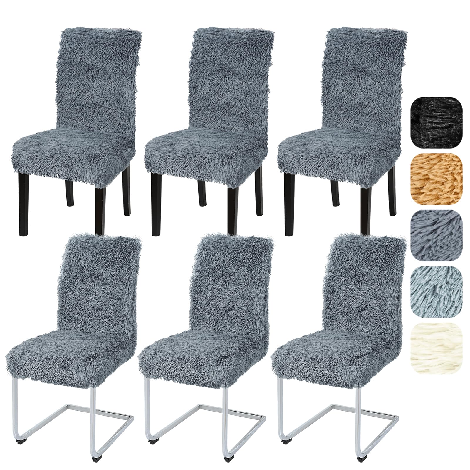 Housses de chaise extensibles gris foncé Alishomtll lot de 6 pour salle à manger