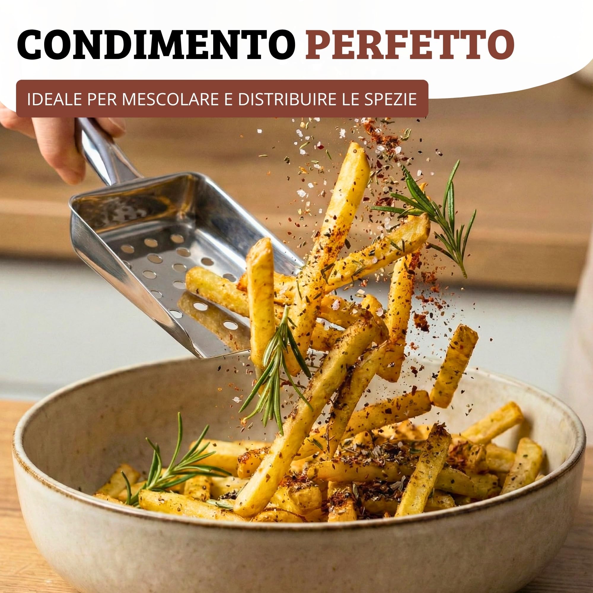 Westmark Paletta per patatine fritte, Lunghezza: 26 cm, Acciaio inox, Argento, 91292270