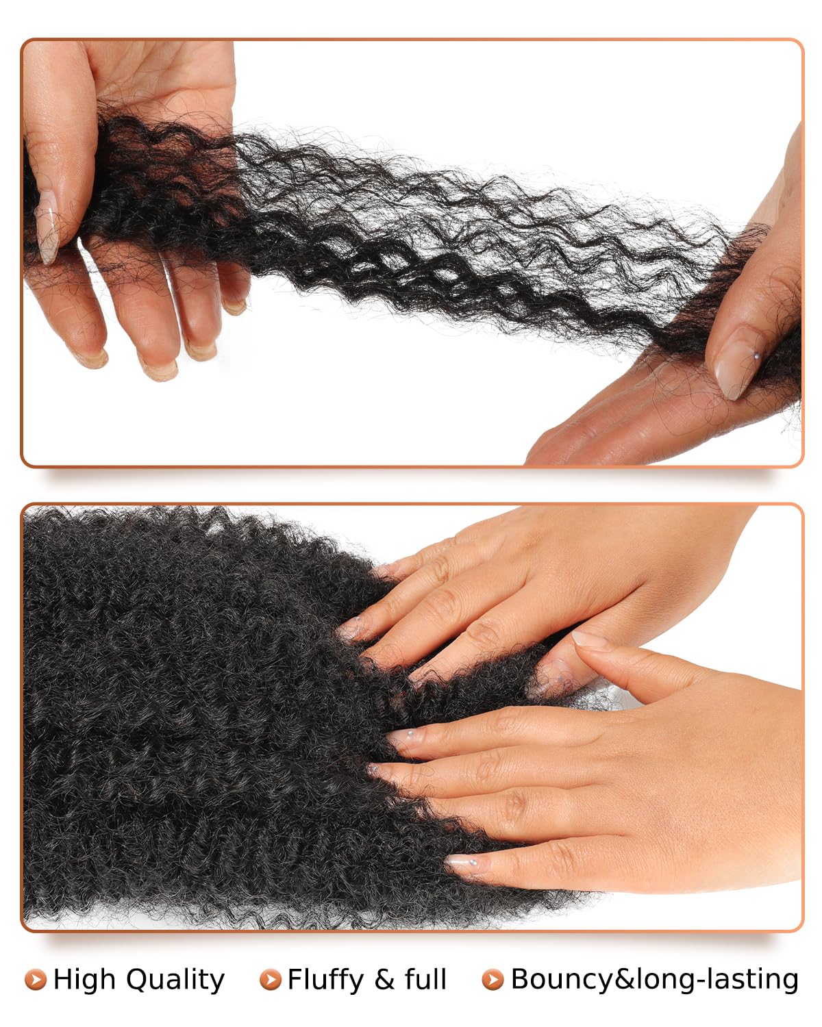 BEEOS Afro Kinkys Bulk Human Hair, Natural Black 4C Curly for Braids 50gram, Kinky-Curly Human Hair Bulk For Mini Twists, Dreadlocks Extensions, Locs Repair, 14inch