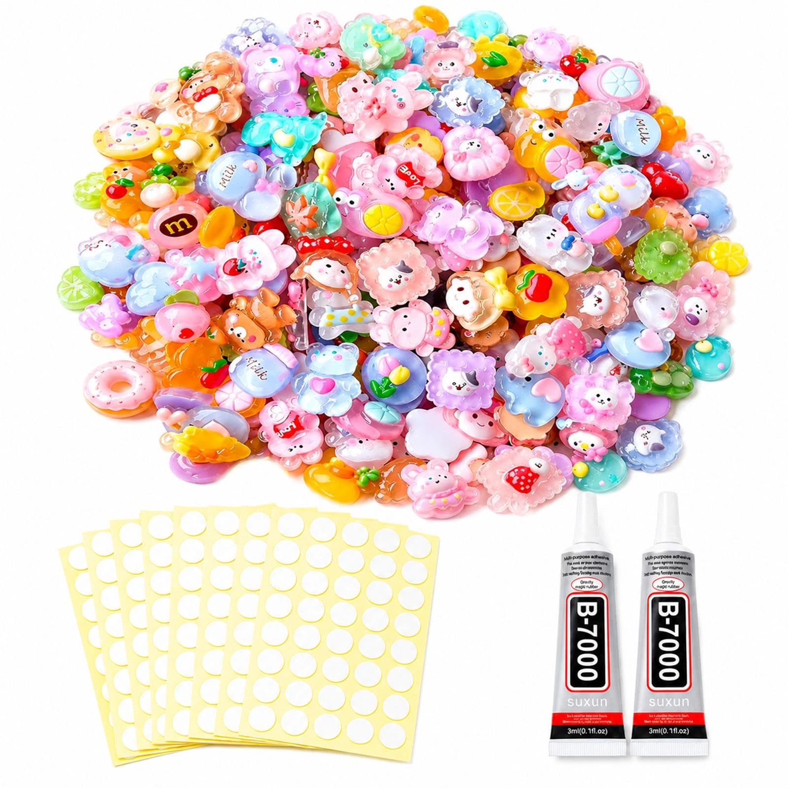 120 Pcs Resin Charms Set, Cute Charms for Crafting, Translucent Shapes