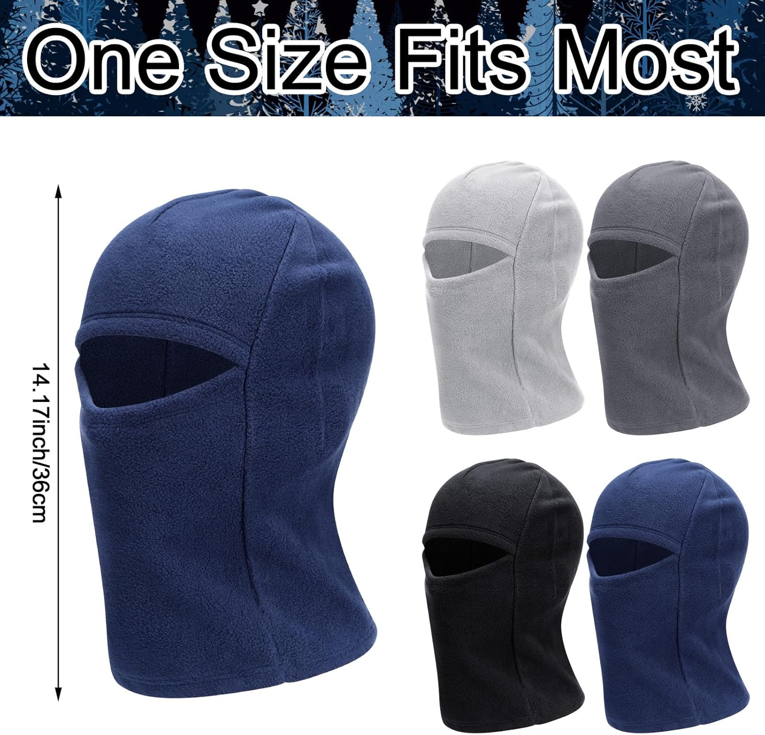 4 Pcs Winter Fleece Balaclava Ski Mask for Men 2 in 1 Beanie Balaclava Thermal Full Face Mask Warm Skull Cap Beanie Hats for Cold Weather Winter Outdoor Sports - Image 2